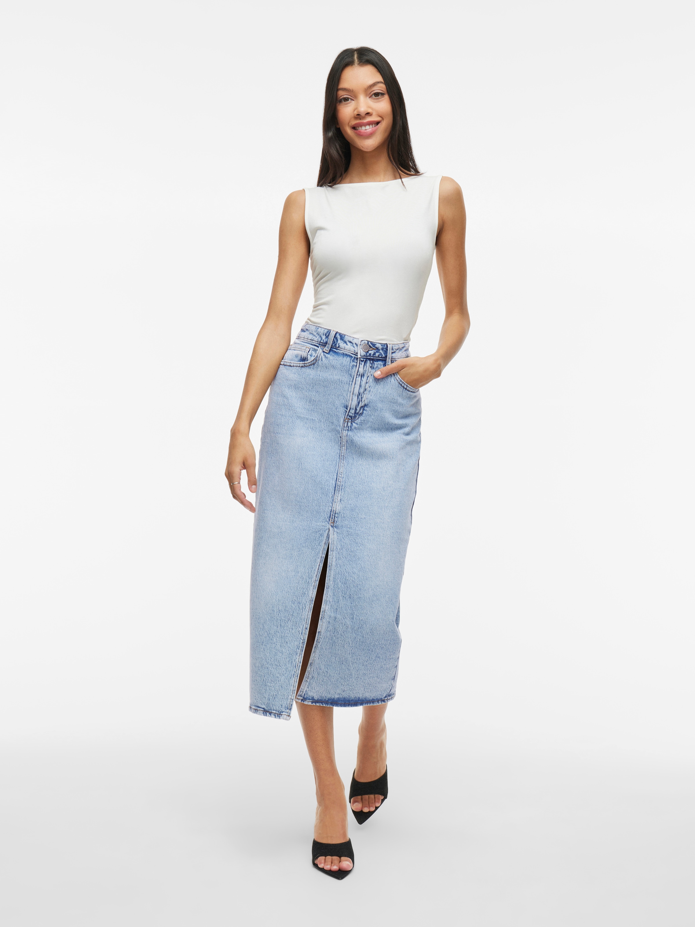 Vila Jeansrock »VIJAF HW MIDI DENIM SKIRT-NOOS«