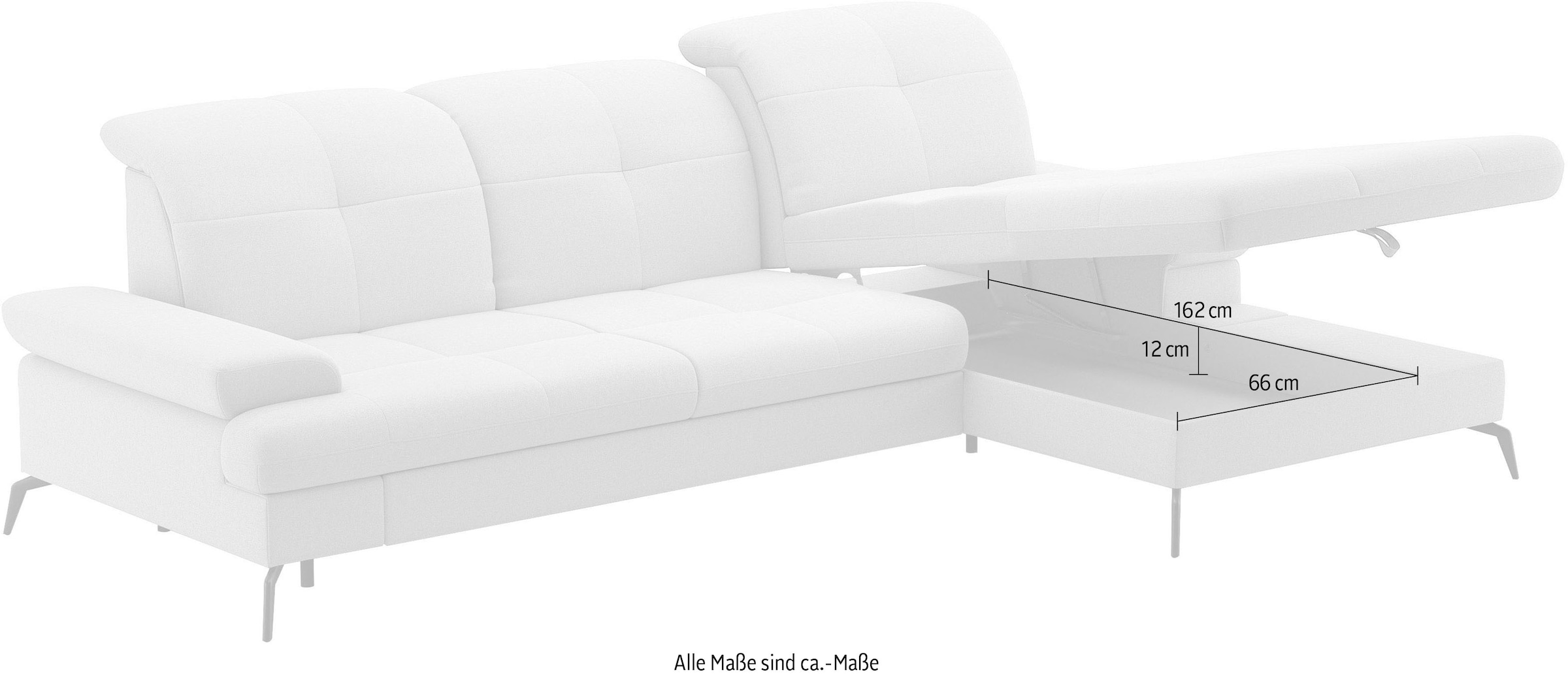 sit&more Ecksofa »Amica, L-Form, inkl. Sitztiefenverstellung & Armteilverstellung«, wahlweise mit Bettfunktion, Bettkasten und Kopfteilverstellung
