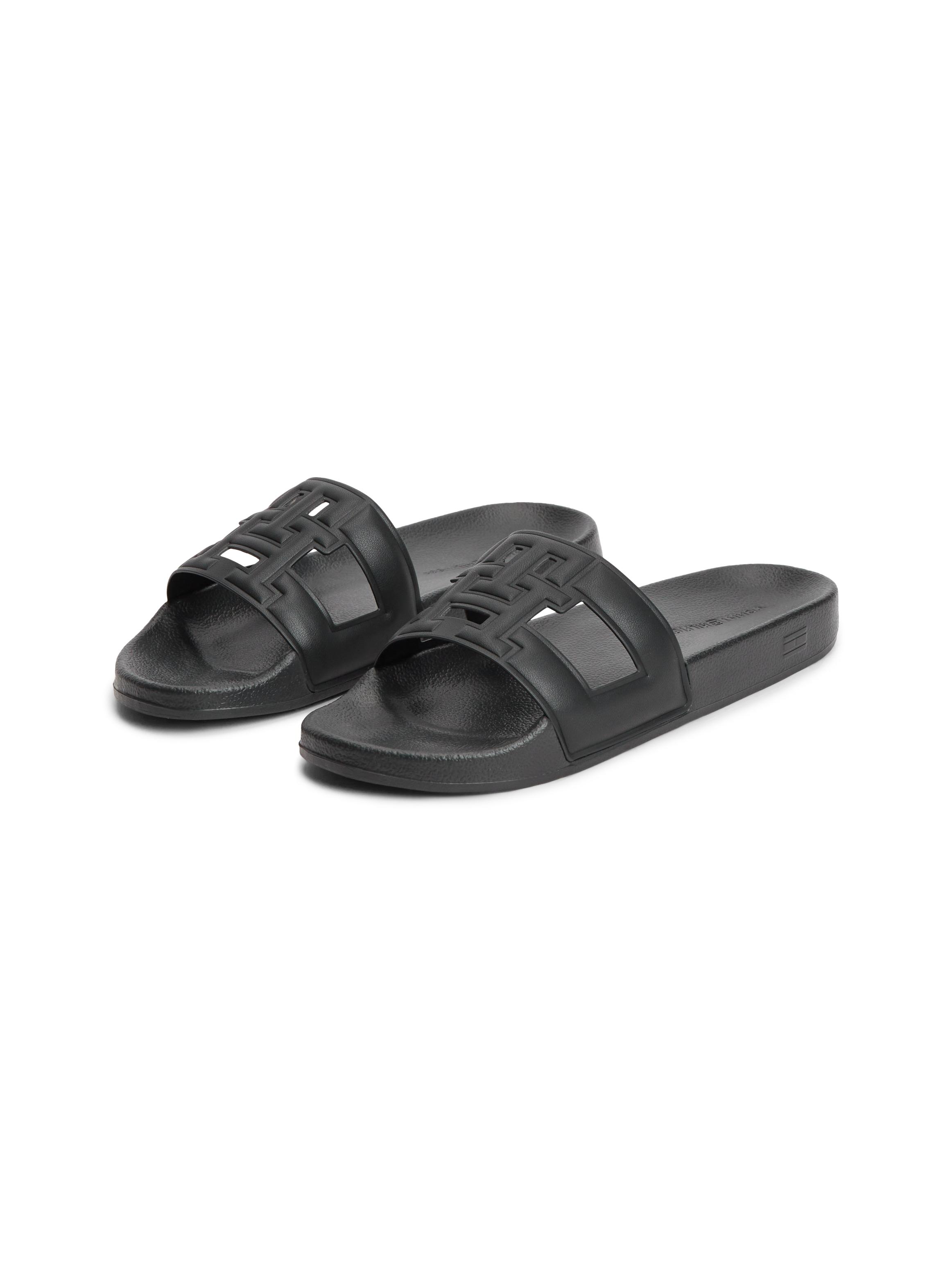 Tommy Hilfiger Pantolette »TH MONOGRAM POOL SLIDE«  Sommerschuh, Schlüpfschuh mit großem TH in der Bandage