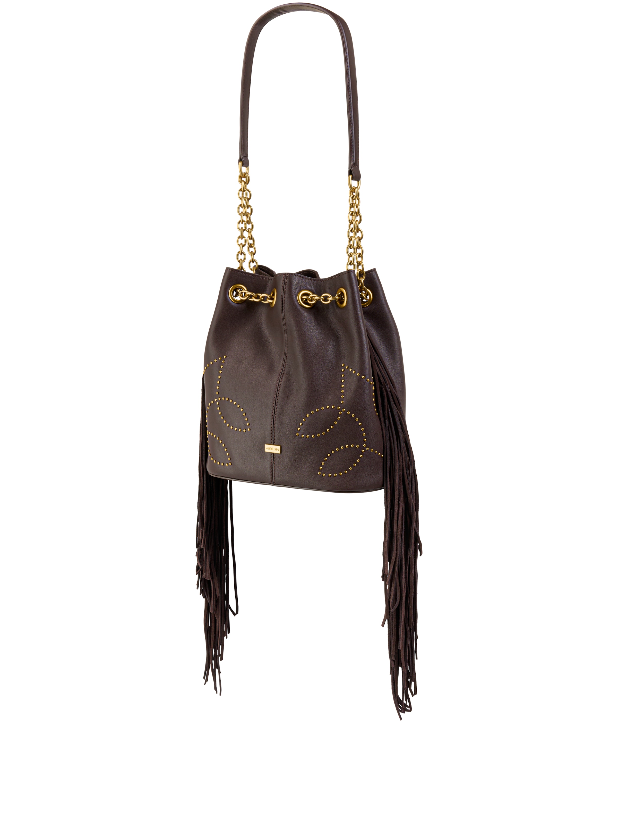 Marc Cain Beuteltasche »Collections« Damen Umhängetasche, Fransentasche, Western Bag mit Nieten verziert