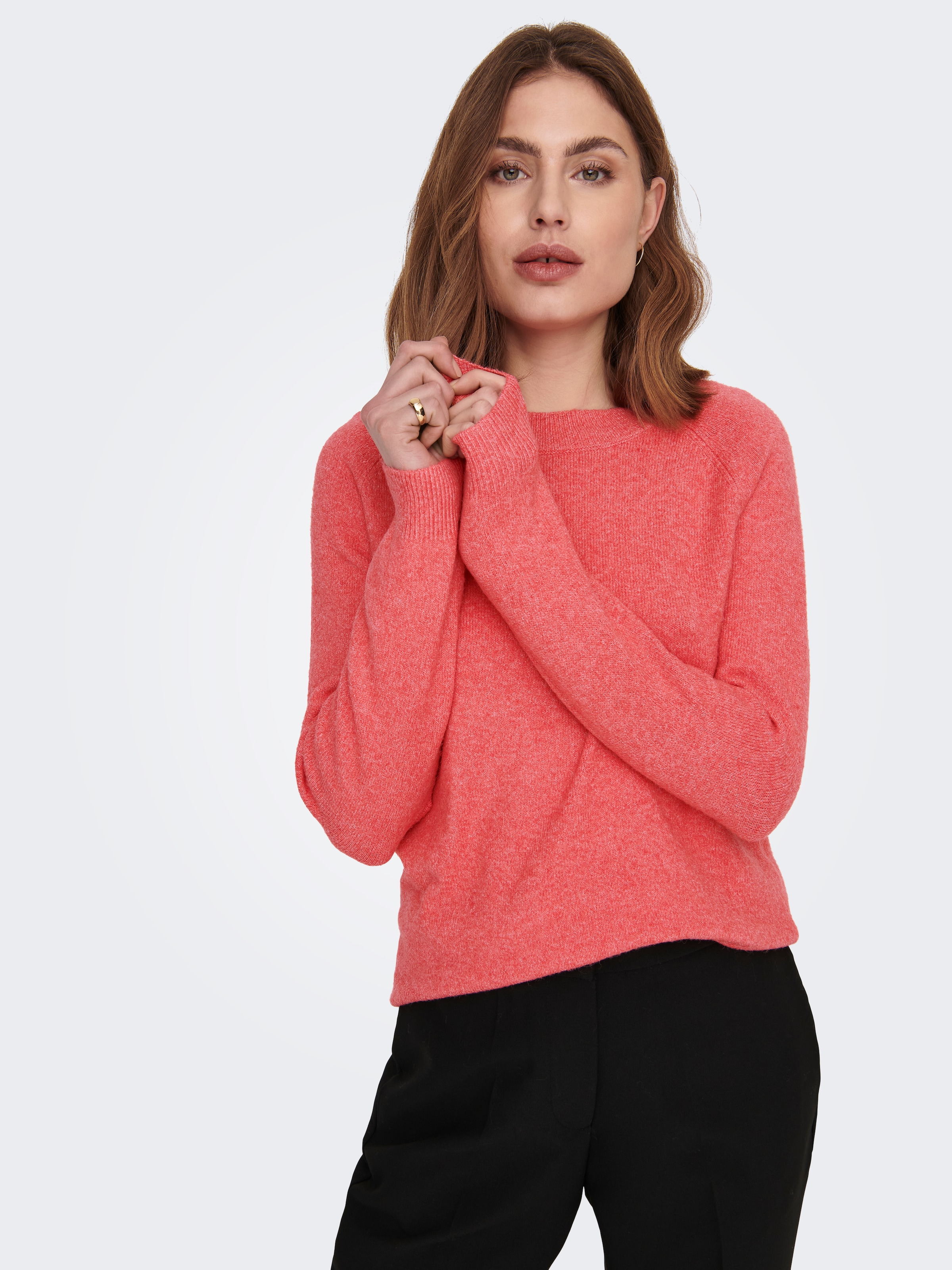 ONLY Rundhalspullover »ONLRICA LIFE L/S PULLOVER  KNT NOOS« Materialmix, regular fit