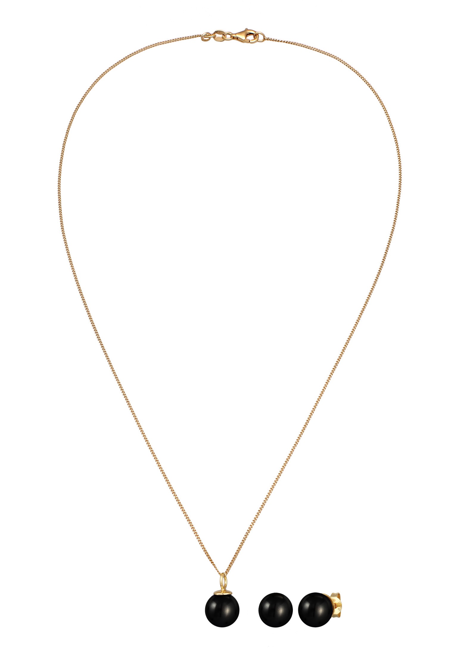 Nenalina Ohrring und Ketten Set »Schmuckset Synthetische Perle Schwarz 925 Sterling Silber, mit Kristallen von Swarovski®«