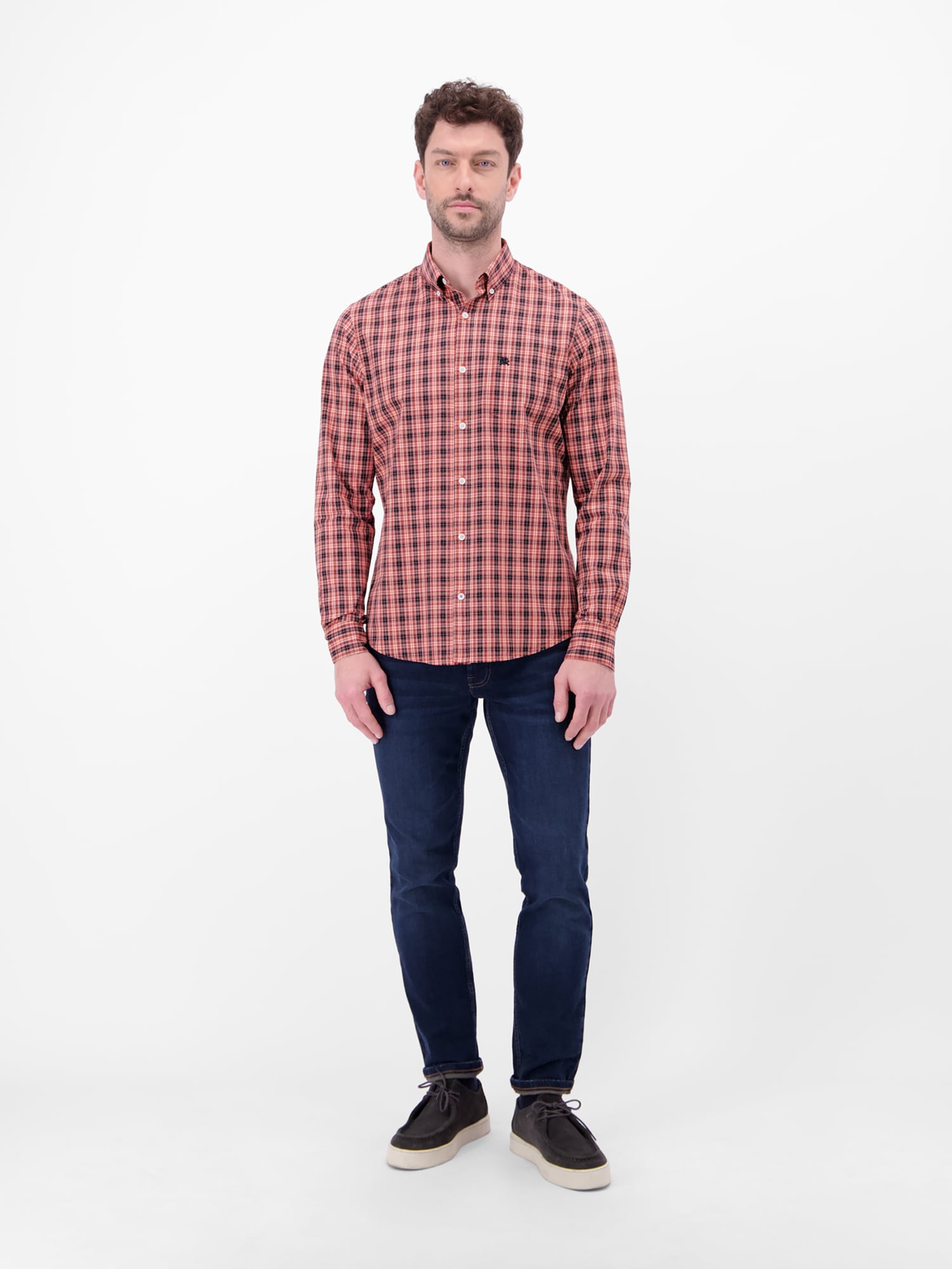 LERROS Langarmhemd »Karohemd mit Button-Down-Kragen«