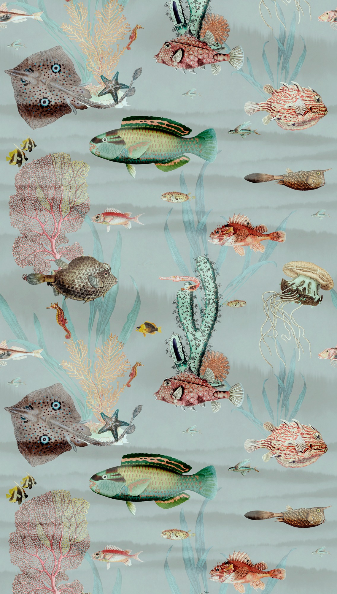 living walls Fototapete »THE WALL III Fisch-Tapete Motivtapete Tiere Meer« matt glatt Vliestapete Unterwasserwelt für Schlafzimmer Küche Wohnzimmer Fische