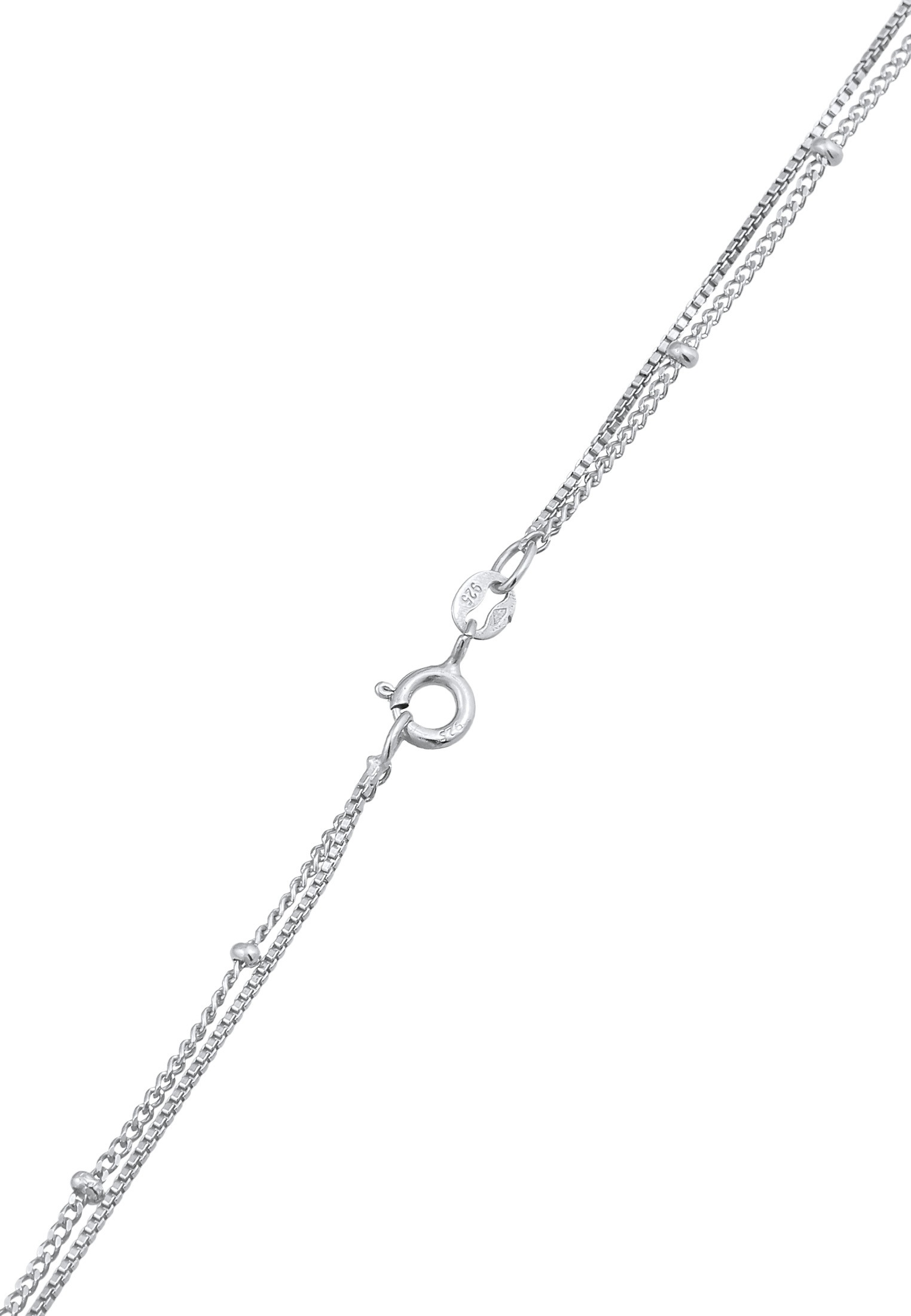 Elli Silberkette »Halskette Layer Plättchen Kugelkette Boho 2-lagig 925 Silber«
