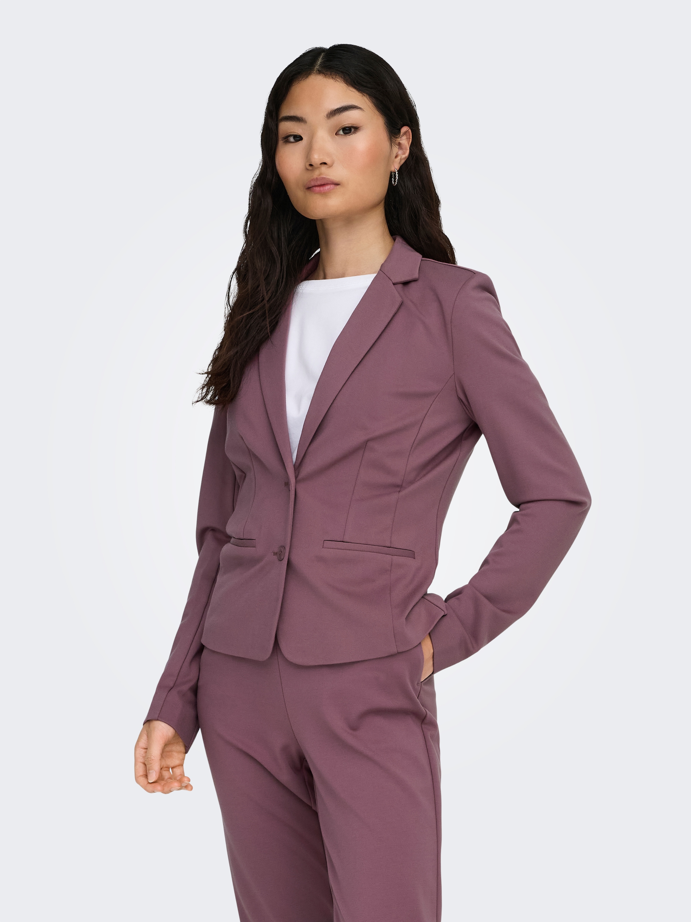 ONLY Jerseyblazer »ONLPOPTRASH – 2-Knopf Blazer mit taillierter Silhouette« regular fit, Milano Rib, Materialmix, Reverskragen, unifarben