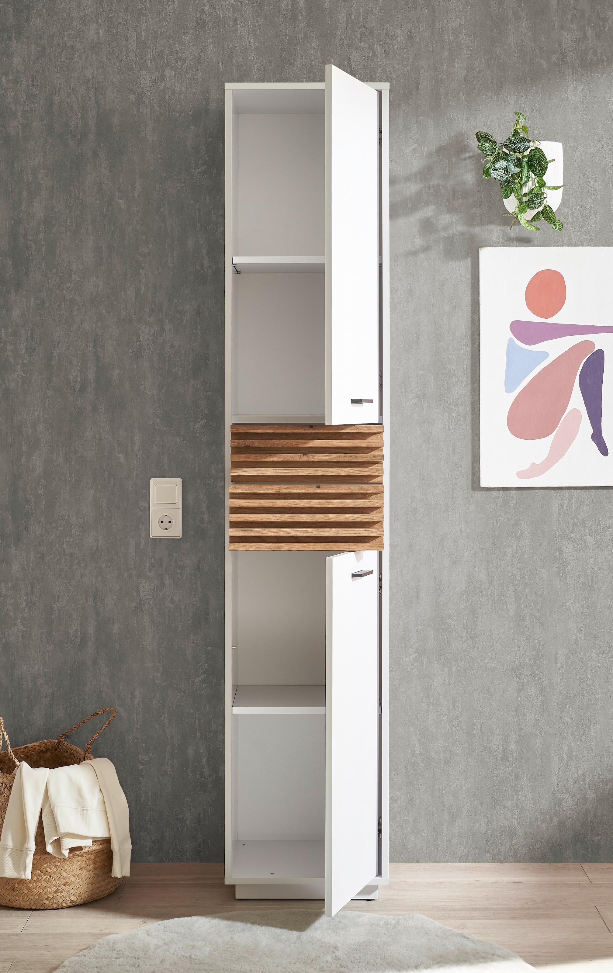 BASIC by Balculina Hochschrank »Liguria B/H/T 38x191x35 cm« 1 Stk. tlg. Breite 38cm, Unterflurauszug, FSC-Mix 70%