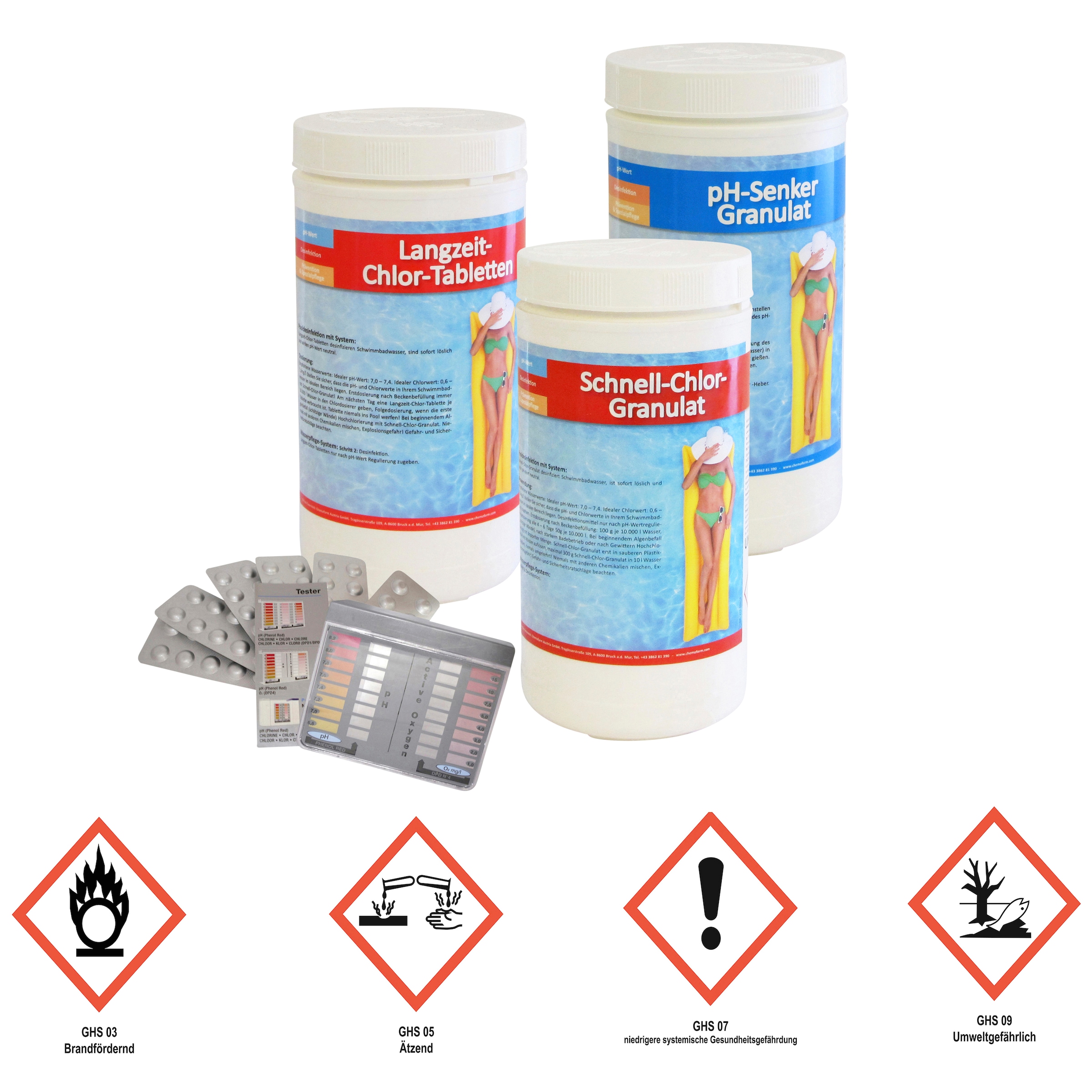 KWAD Rundpool »SUPREME weiß mit Sicherheitsleiter und Zubehör« inkl. Bodenisolation & Wasserpflege-Set, versch. Größen