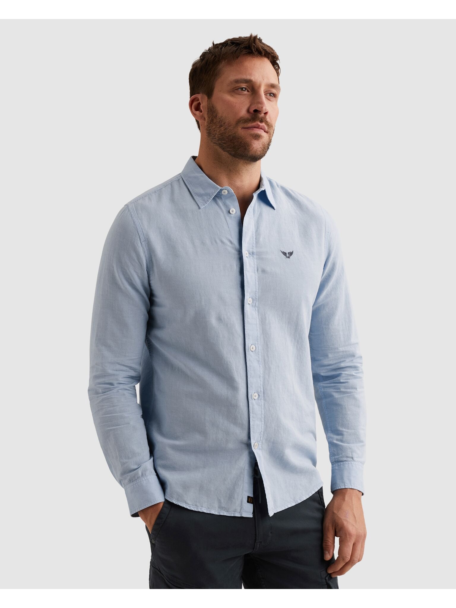 PME LEGEND Langarmhemd mit Logo Stickerei