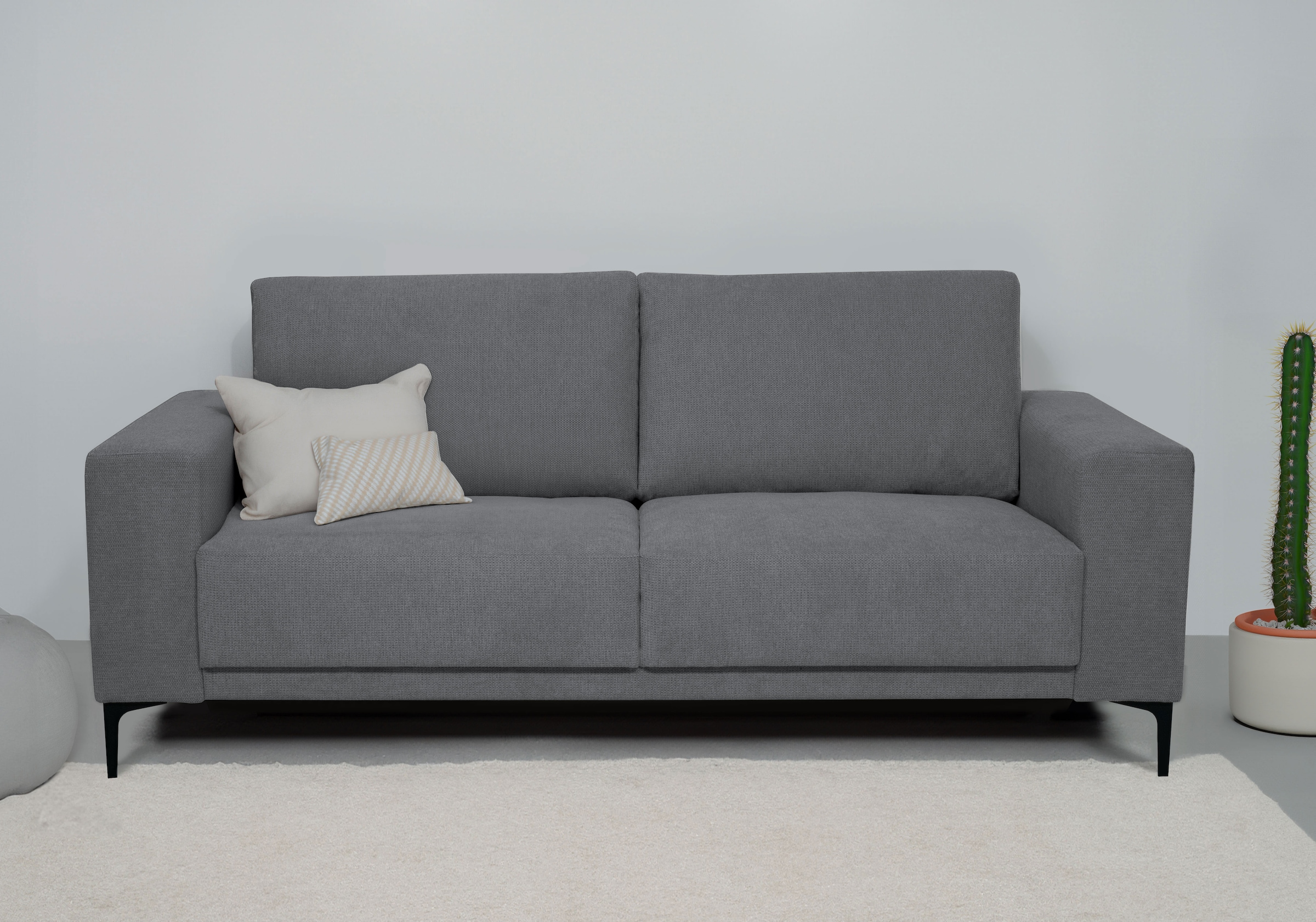 Places of Style 2-Sitzer »Xander«, Breite 164 cm, Webstoff, Soft-Touch Chenille, schwarze Metallfüße