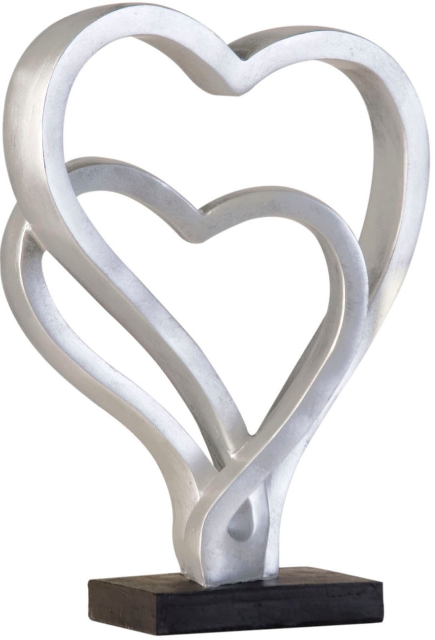 GILDE Dekoobjekt »Skulptur Hearts, antik silber«, (1 St.), Höhe 30 cm, Herz-Form, antikfinish, Wohnzimmer