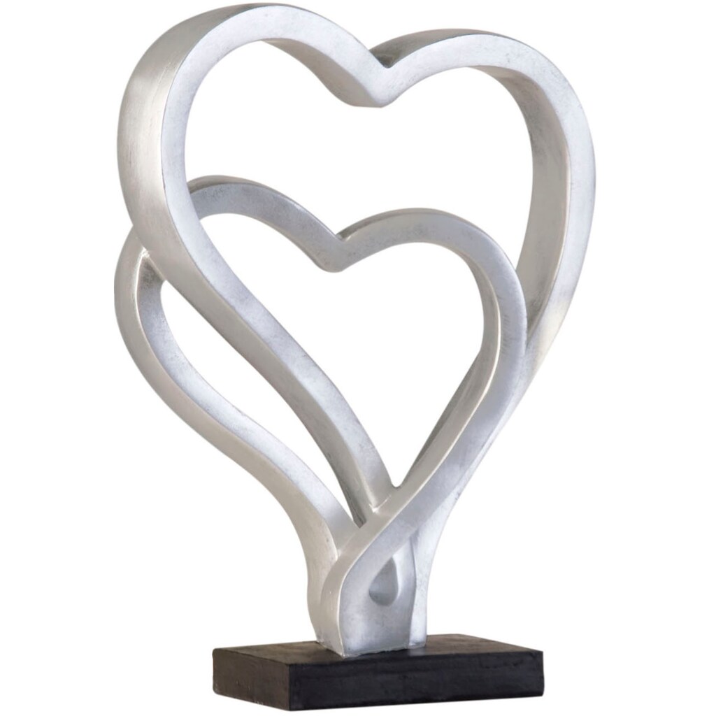 GILDE Dekoobjekt »Skulptur Hearts, antik silber«