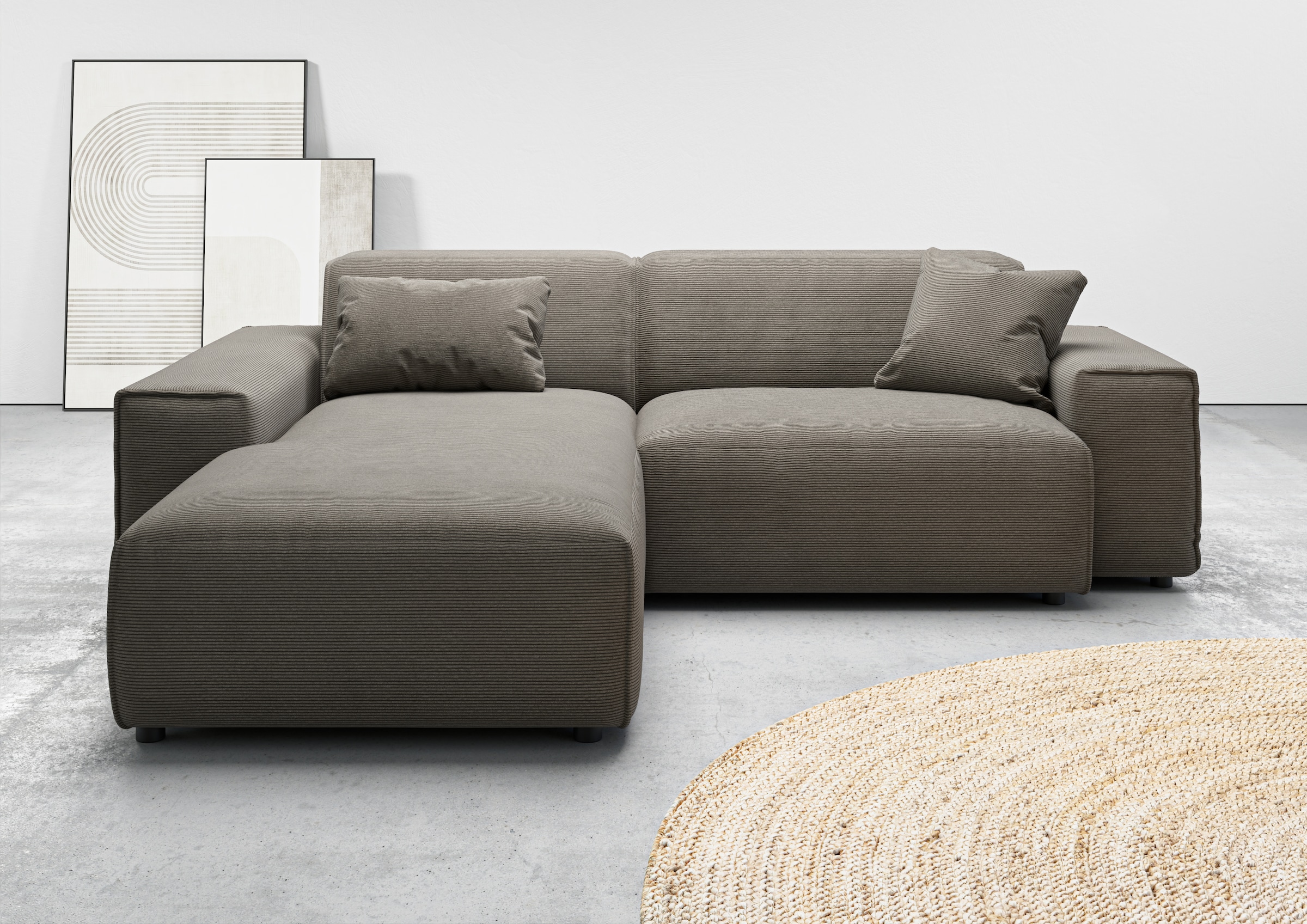 Home affaire Ecksofa »Glimminge L-Form  auch in Breitcord, Feincord + Easy care-Bezug,« Breite 234,  Zierkissen