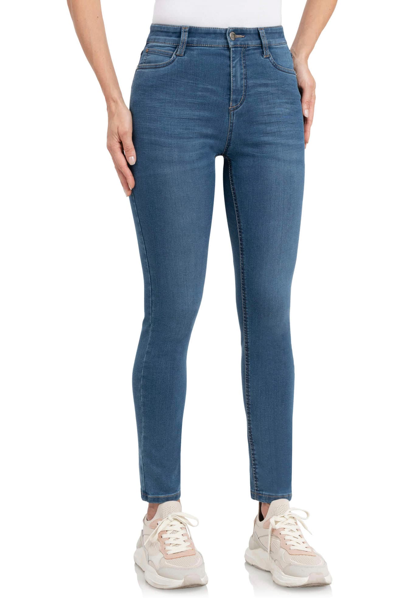 wonderjeans High-waist-Jeans »High Waist WH72«, Hoch geschnitten mit leicht verkürztem Bein