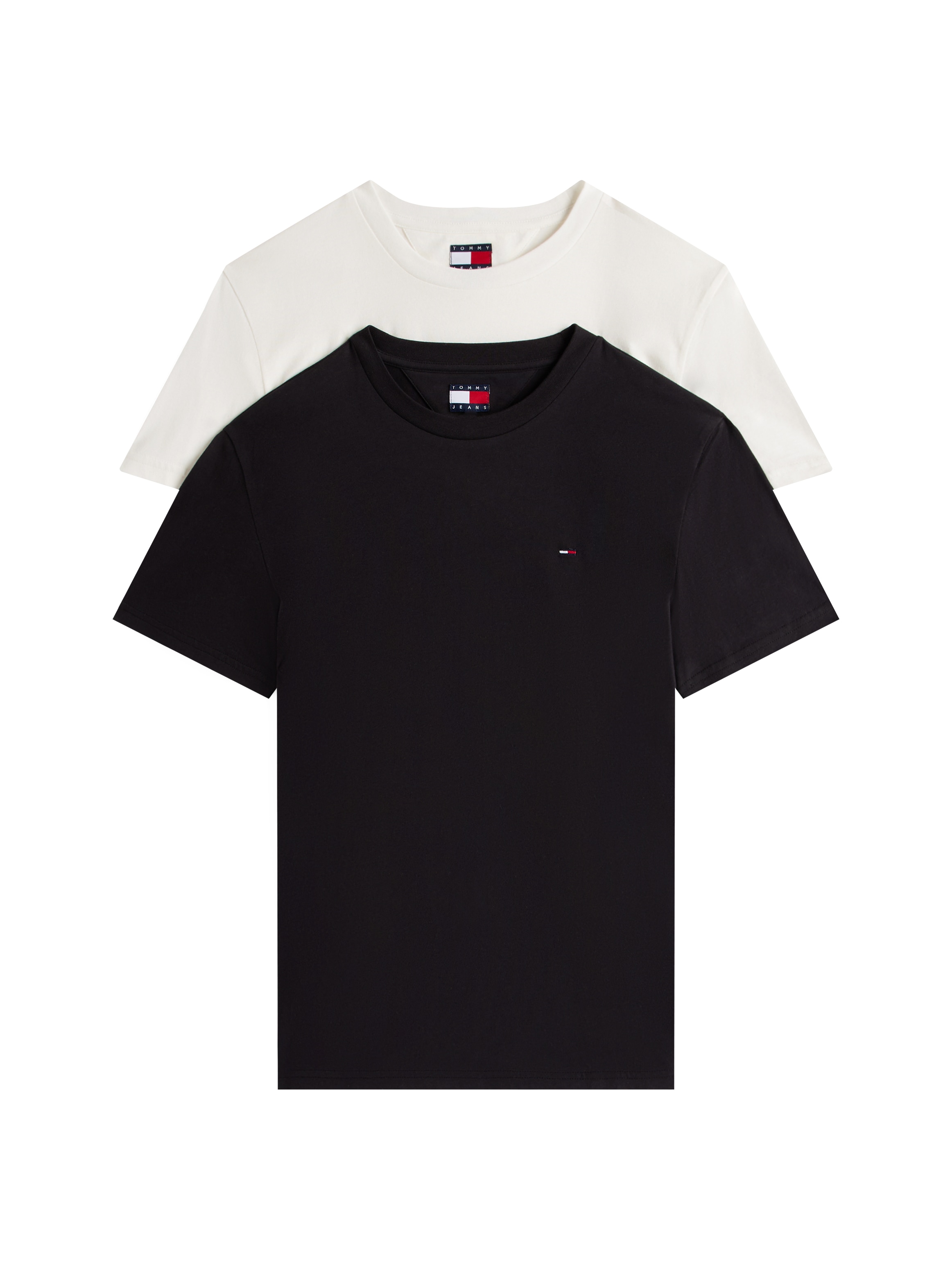 Tommy Jeans Rundhalsshirt »TJM XSLIM 2PACK JERSEY TEE EXT« Packung, 2er-Pack,  Logostickerei, 2Pack