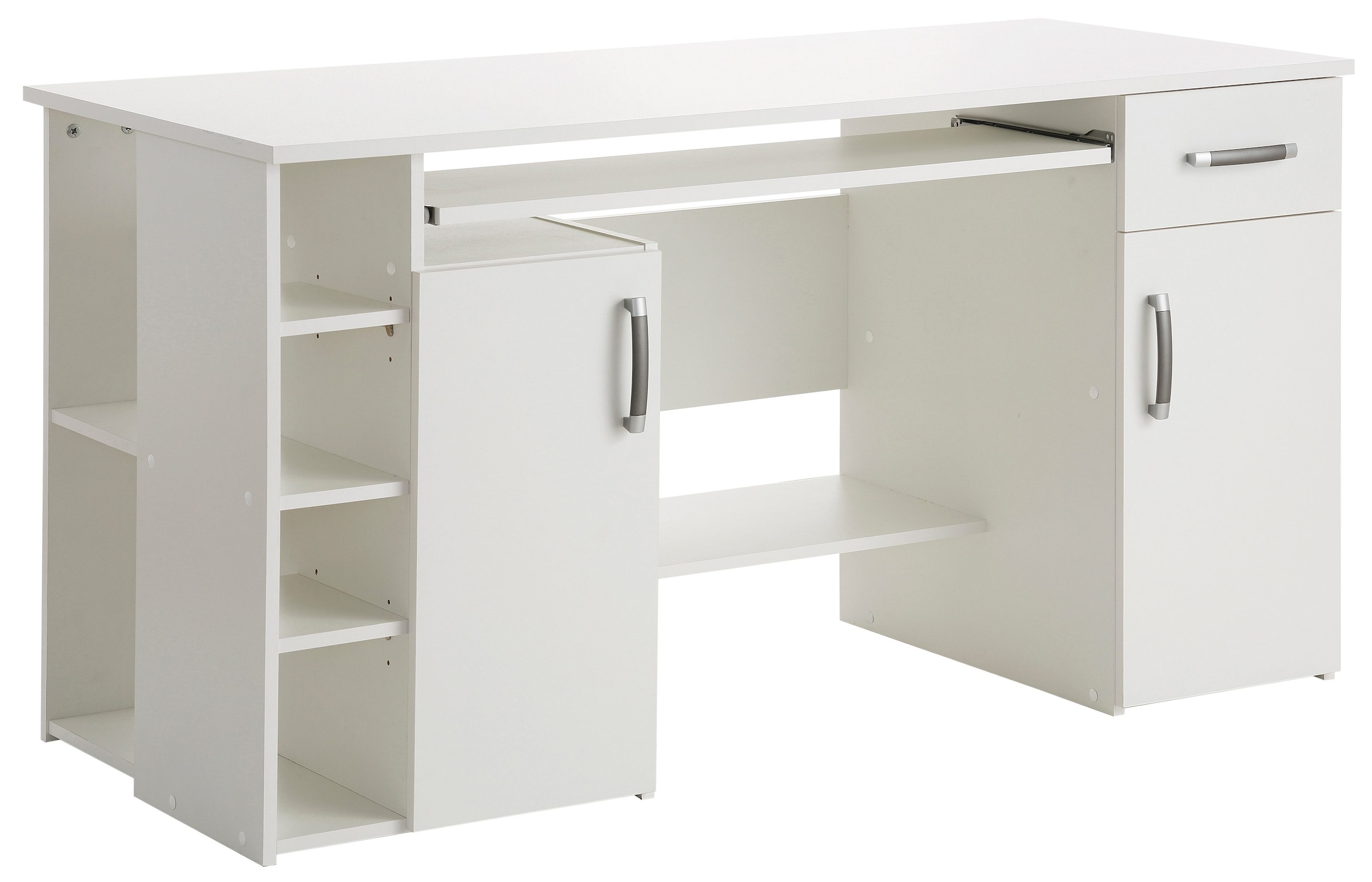 VOGL Möbelfabrik Schreibtisch »Tim mit seitlich offenen Fächern & Tastaturauszug,«, Druckerablage, 1 Schublade, Breite 138 cm, Made in Germany