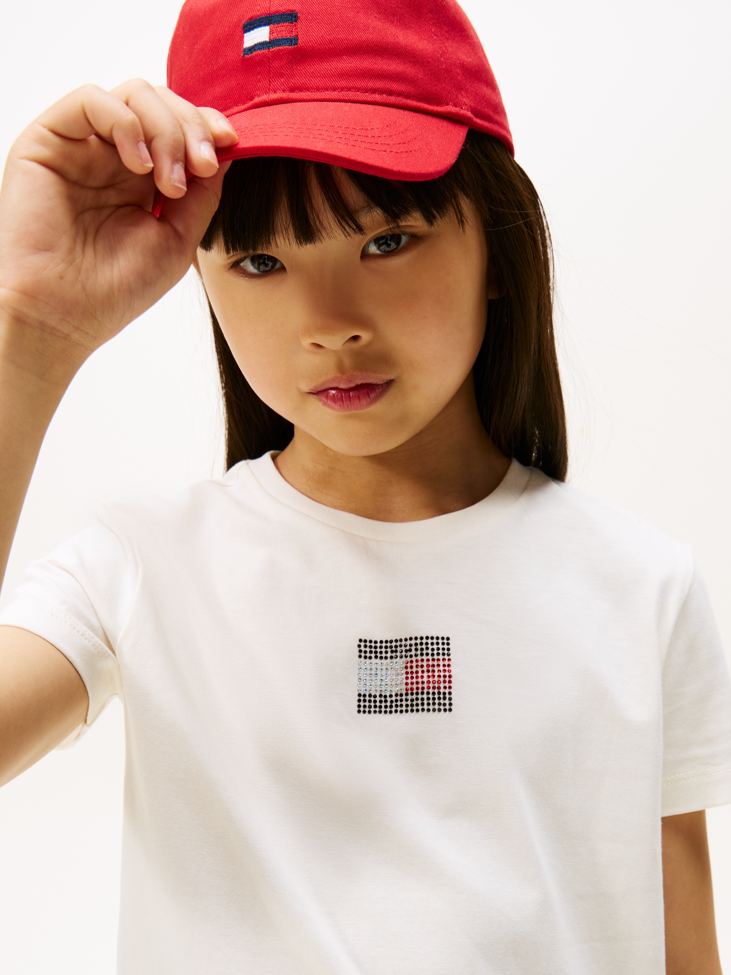 Tommy Hilfiger T-Shirt »RHINE STONE FLAG TEE S/S«, Kinder bis 16 Jahre