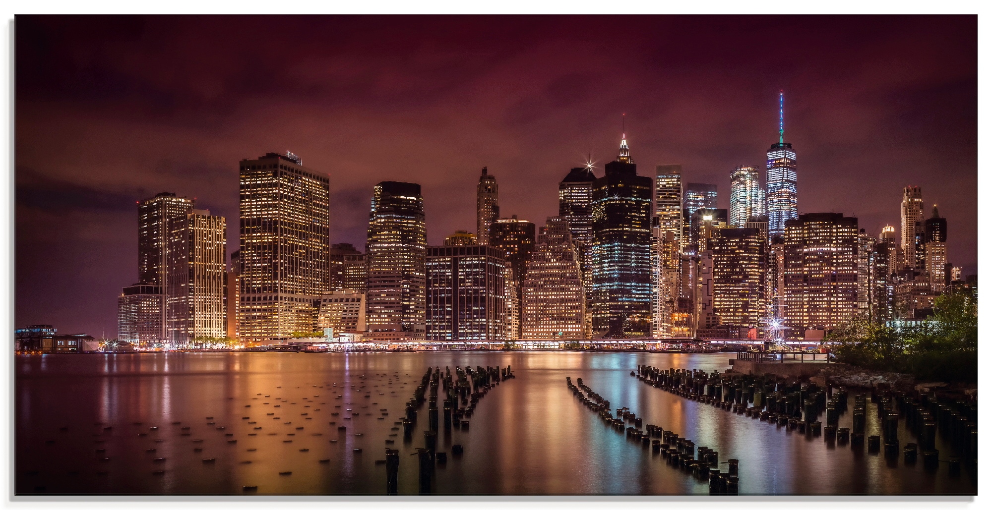 Artland Glasbild »New York City Impression bei Nacht«, Amerika, (1 St.), in verschiedenen  Größen kaufen bei OTTO