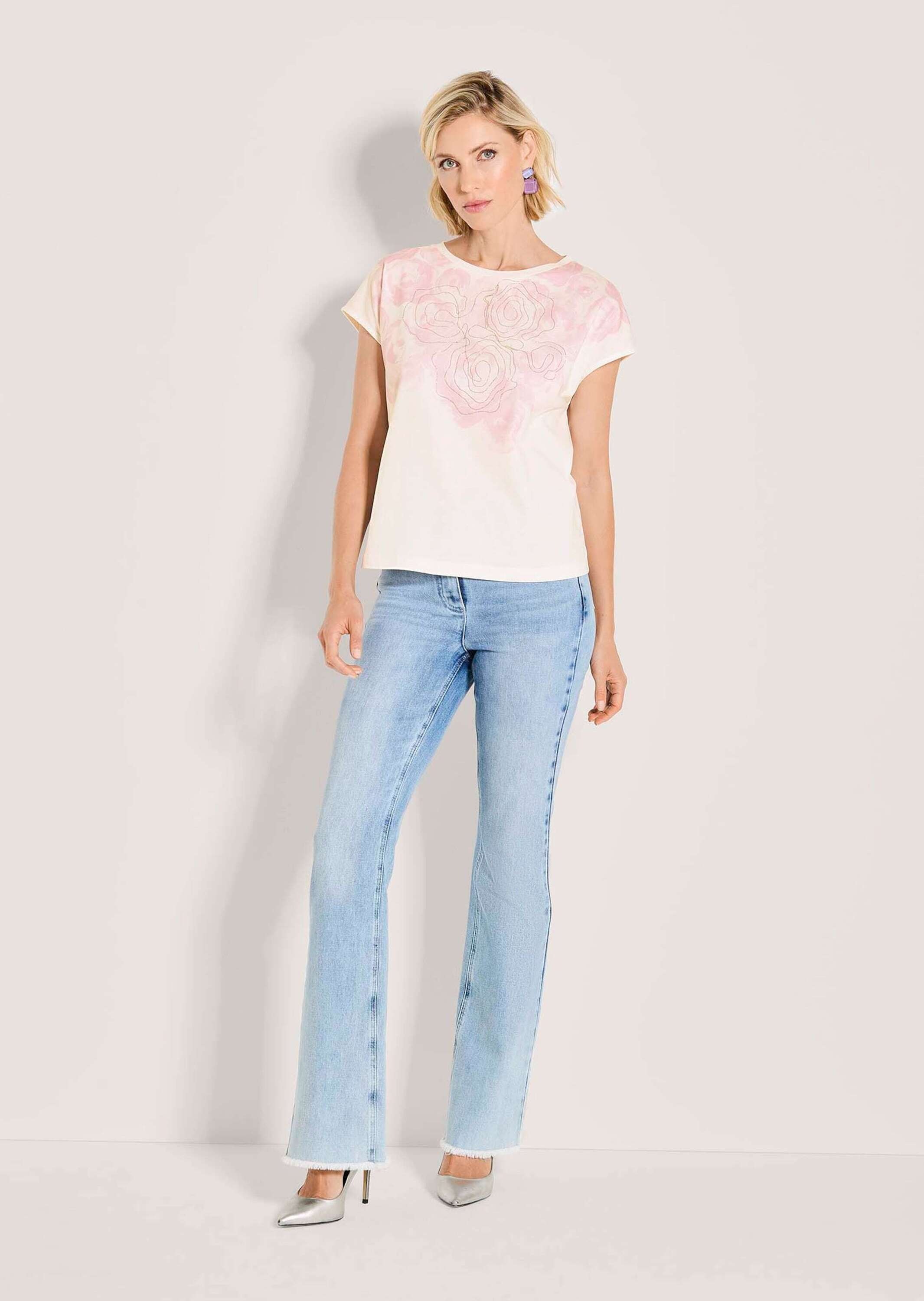 MADELEINE Kurzarmshirt »Blusenshirt Florales Print-Shirt, Rundhals und Kurzarm«