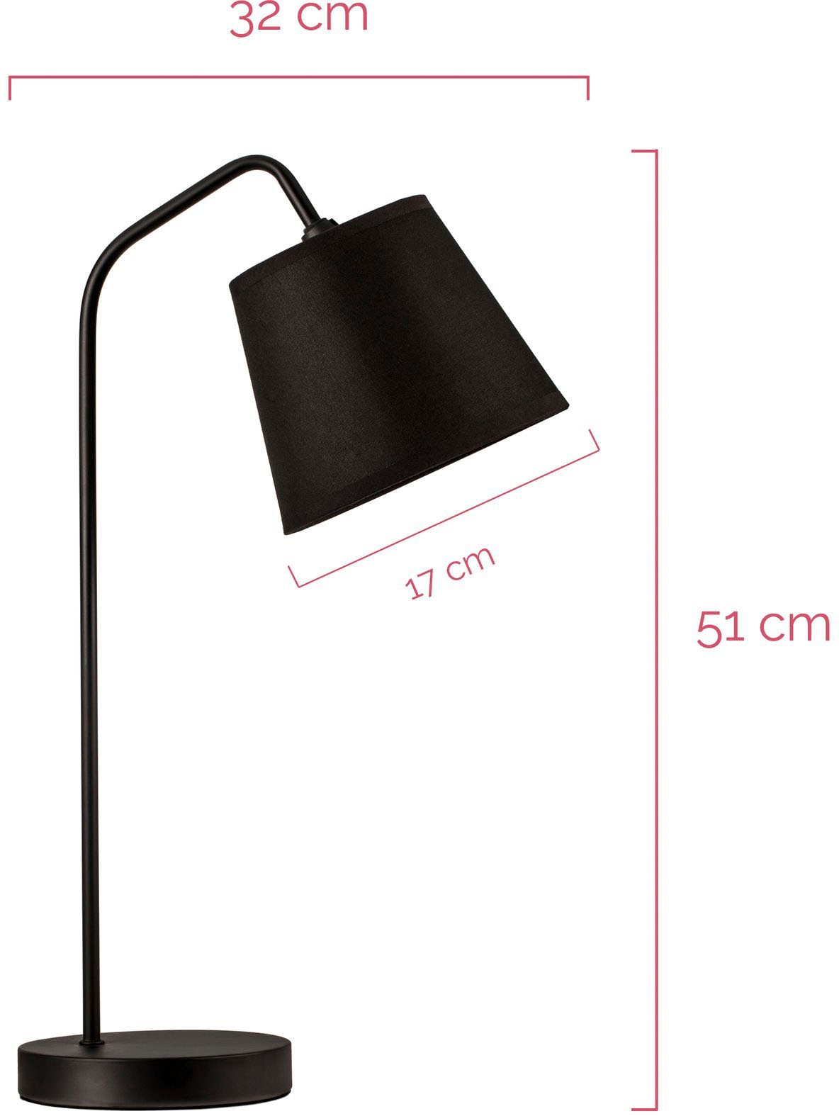 Pauleen Schreibtischlampe »True Elegance«, 1 flammig, Leuchtmittel E14 | ohne Leuchtmittel, E14, Stoffschirm Schwarz