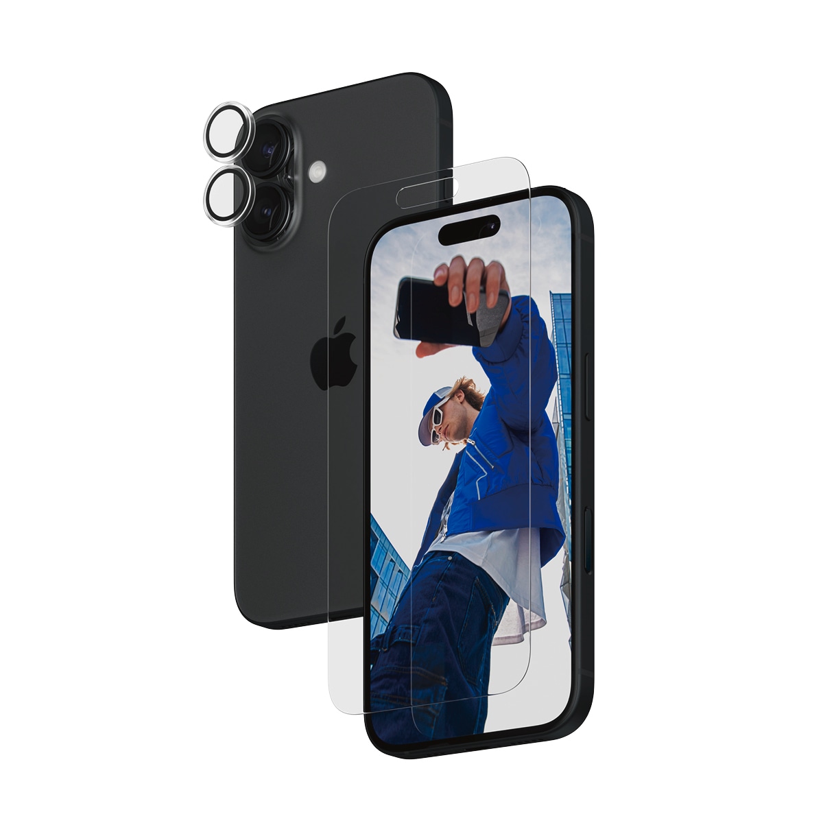 PanzerGlass Displayschutzglas »2-in-1 Protection, Glass, Lens Protector«, für Apple iPhone 16, Displayschutzfolie, Schutzfolie, Bildschirmschutz, kratz- & stoßfest