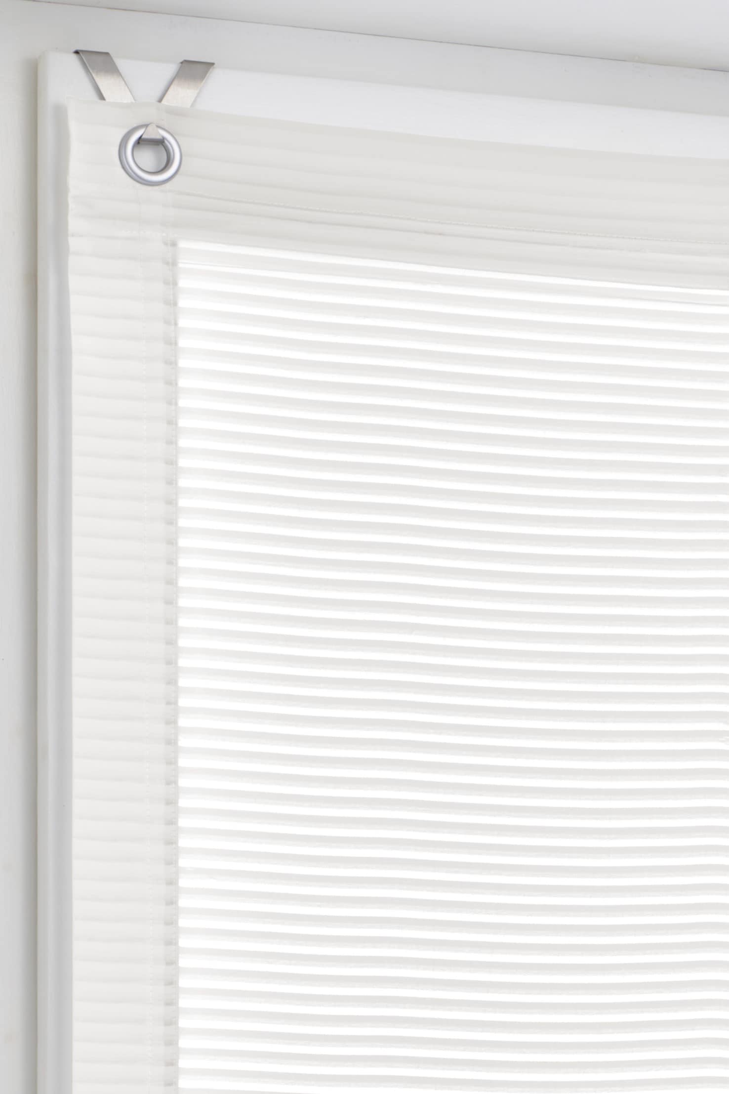 Kutti Raffrollo »Areggo mit Ösen, halbtransparent« mit Hakenaufhängung ohne Bohren freihängend feine Querstreifen, offwhite