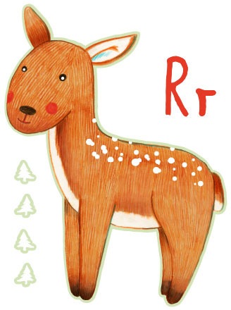 Wall-Art Wandtattoo »Waldtiere Reh Buchstabe R«, (1 St.)