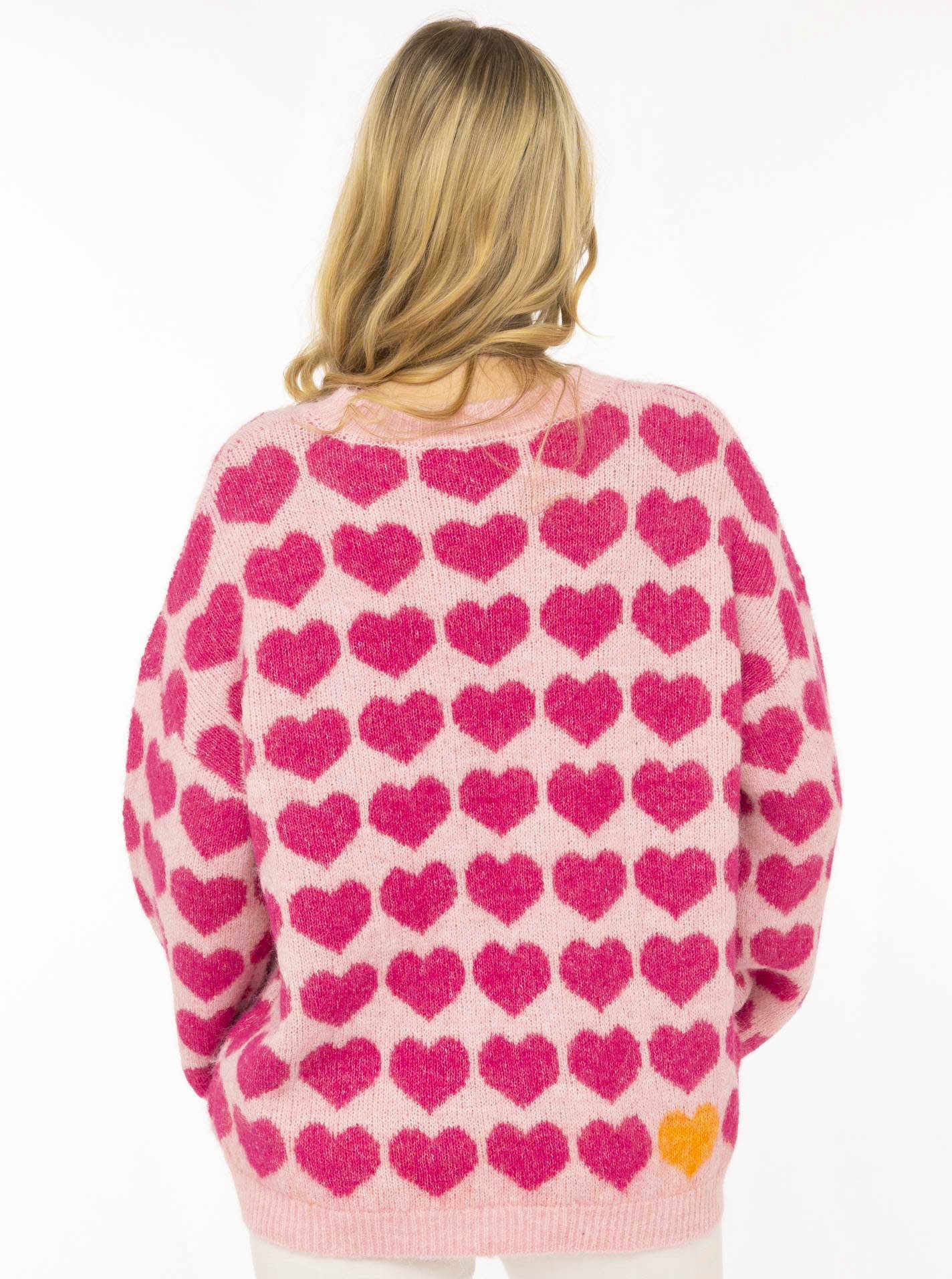 Zwillingsherz Strickpullover »"HEARTS"« oversize, Herzmuster, Rundhals, überschnittene Schultern, Strick