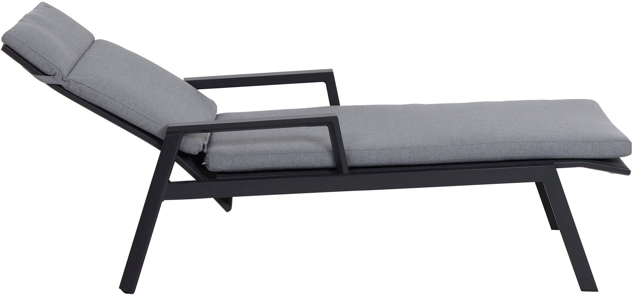 Siena Garden Garten-Essgruppe »Valencia/Ancona«, (Set, 15 tlg., 6 Sessel: 59x71x110 cm, Liege: 70x154x109,5 cm, Tisch: 220x100x74 cm), Polypropylen, Aluminium, Tischplatte aus Keramik, inkl. 7 Auflagen