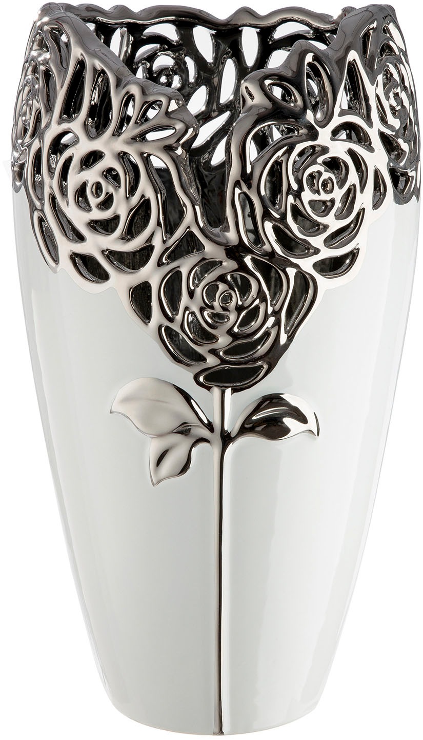 GILDE Tischvase »Vase Rose weiß H. 31,5 cm«