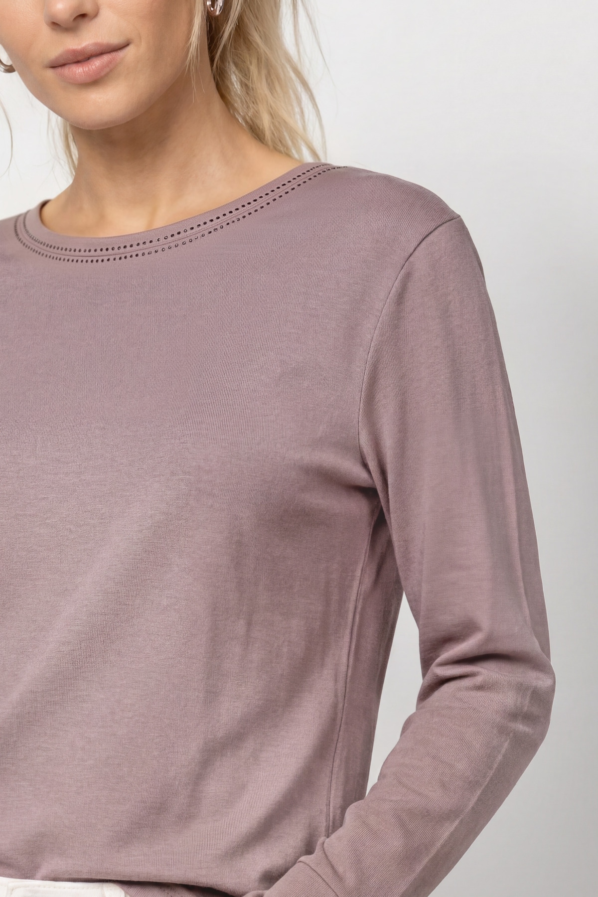 Monari Langarmshirt »Shirt Basic Schmuck« Regular fit mit Rundhalsausschnitt