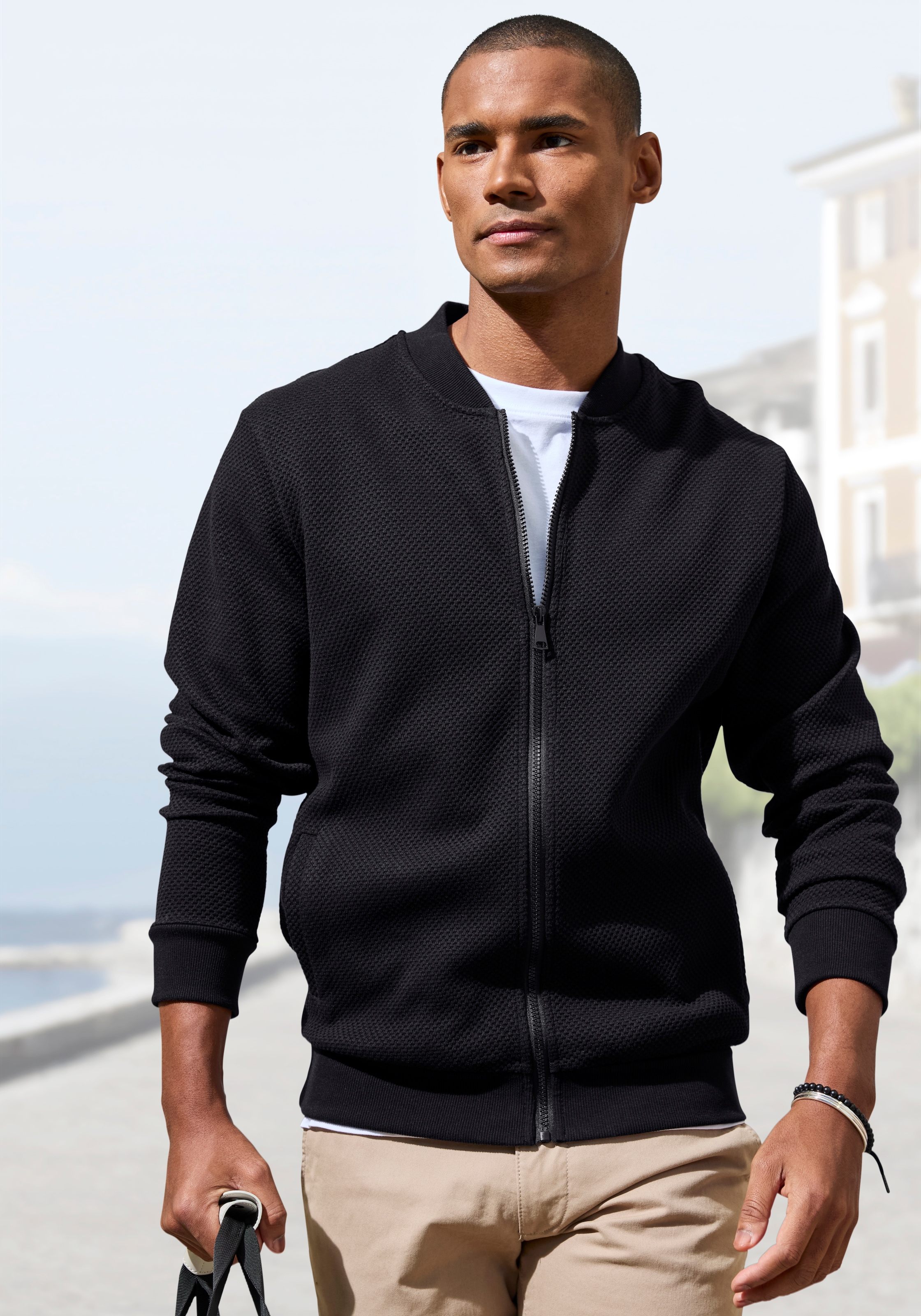 John Devin Sweatjacke »aus Struktur-Qualität« aus Struktur-Qualität