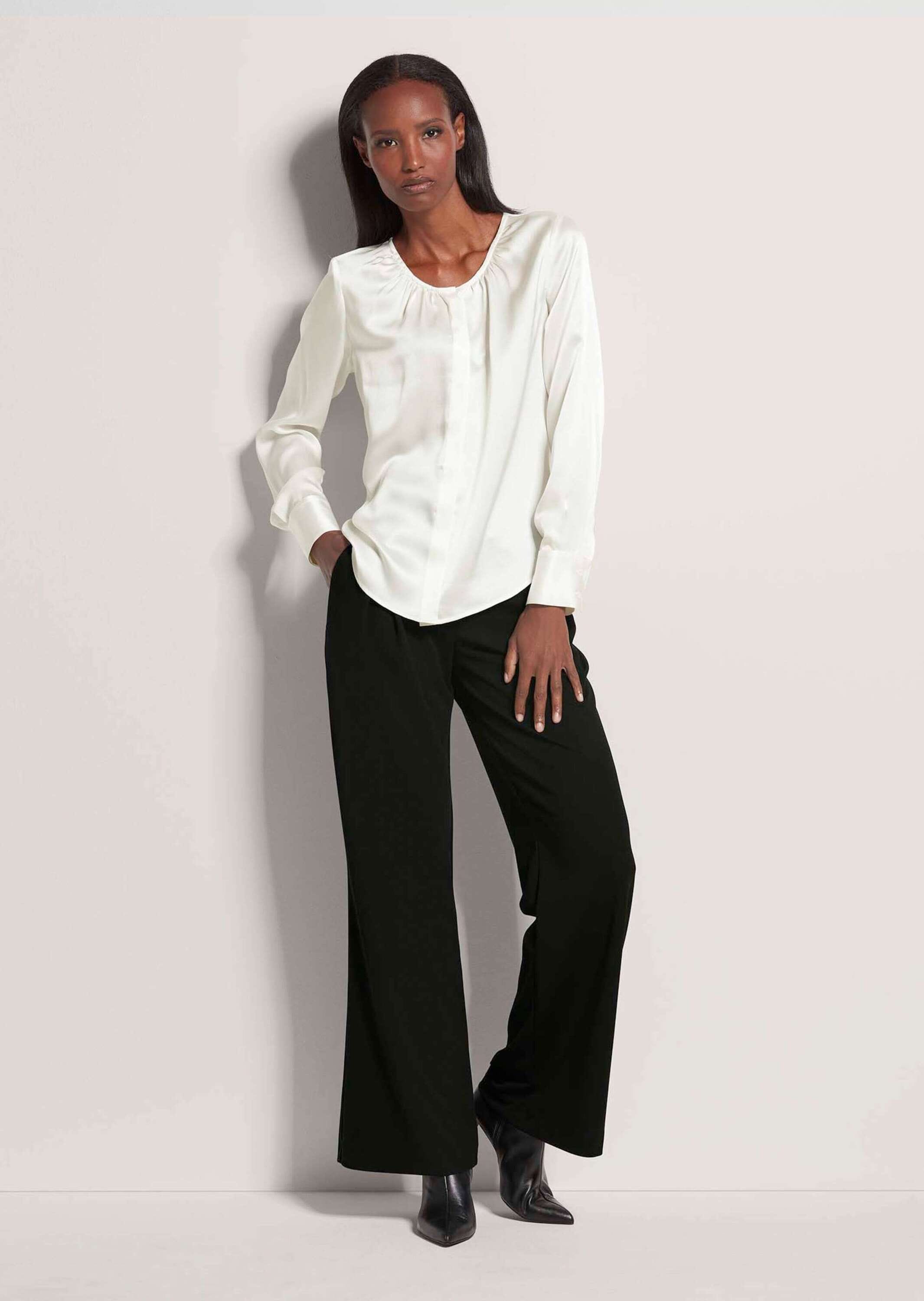 MADELEINE Langarmbluse »Bluse Elegante Seidenbluse mit verdeckter Knopfleiste«