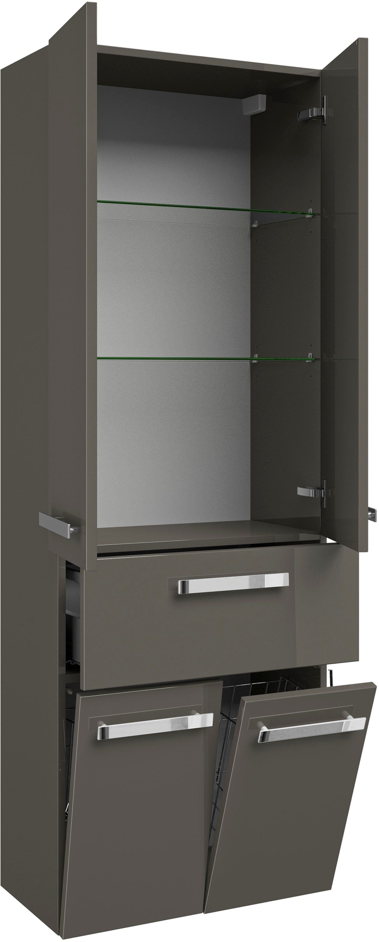 Saphir Hochschrank »Serie 4005 Badschrank 60 cm breit, mit 2 Türen und 1 Schublade«, 2 Glas-Einlegeböden, Badezimmer-Hochschrank inkl. Türdämpfer