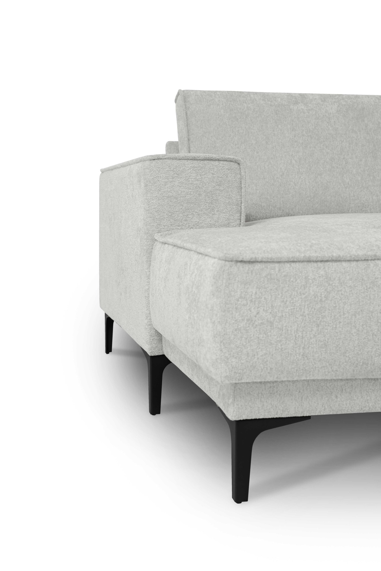Places of Style Wohnlandschaft »XXL Sofa Oland, Struktur, Flachgewebe, Luxus-Microfaser, Boucle«, U-Form, 345 cm, Wellenunterfederung, Skandi-Design, Metallfüße