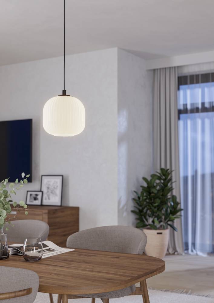 EGLO Hängeleuchte »MANTUNALLE Pendellampe, Stahl, Glas, IP20, E27, Esstischlampe, Lampe«, 1 flammig, Leuchtmittel E27 | ohne Leuchtmittel, Elegante Hängelampe für Esszimmer, Küche oder Wohnzimmer