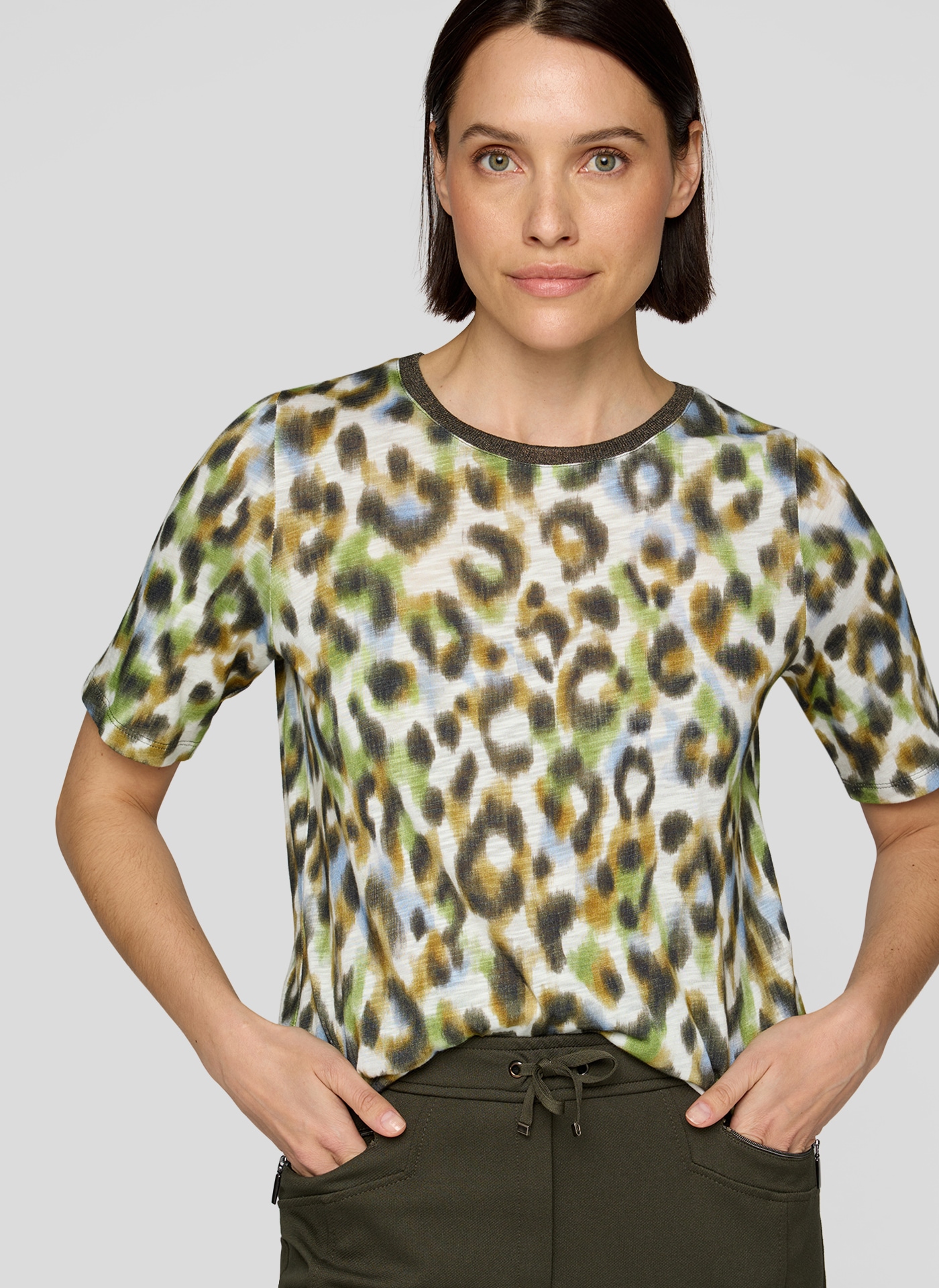 Rabe Kurzarmshirt, im Leo-Look