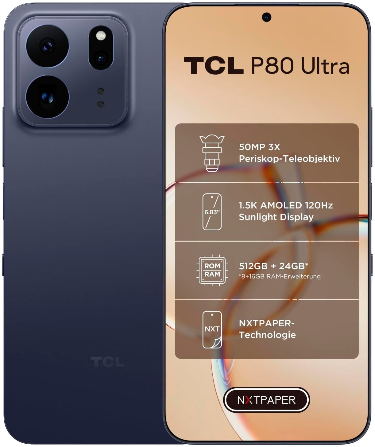 TCL Smartphone »P80 Ultra 512GB« midnight blue