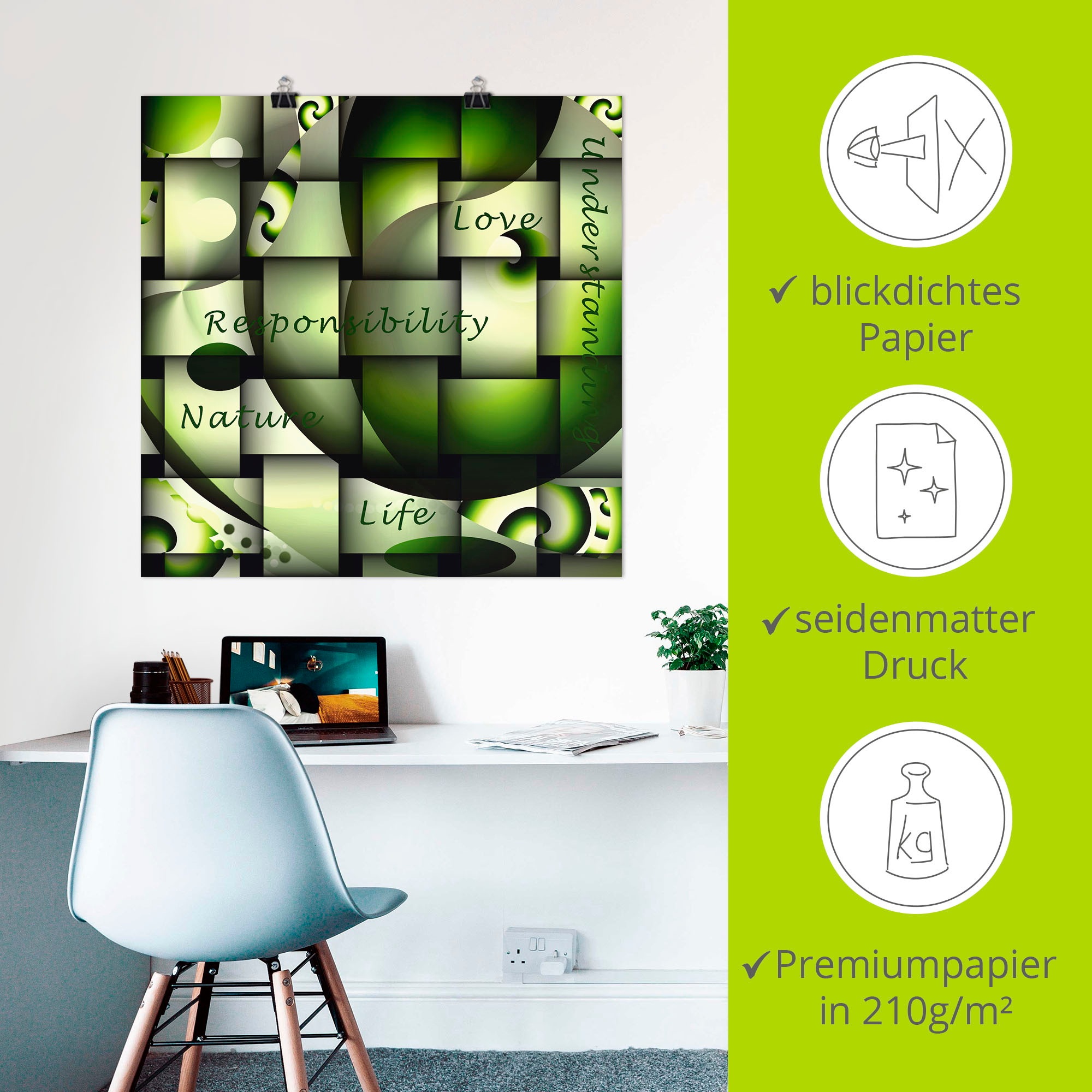 Artland Poster »Wortbild Verantwortung«, Motivationsbilder, (1 St.), als Alubild, Leinwandbild, Wandaufkleber oder Poster in versch. Größen