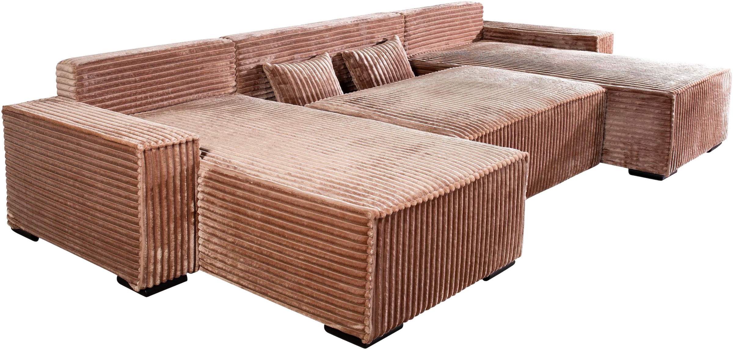 COLLECTION AB Wohnlandschaft »Manhattan U-Form, B: 313 cm, in Breit- oder Normalcord« Schlaffunktion, Bettkasten & Zierkissen, Federkern