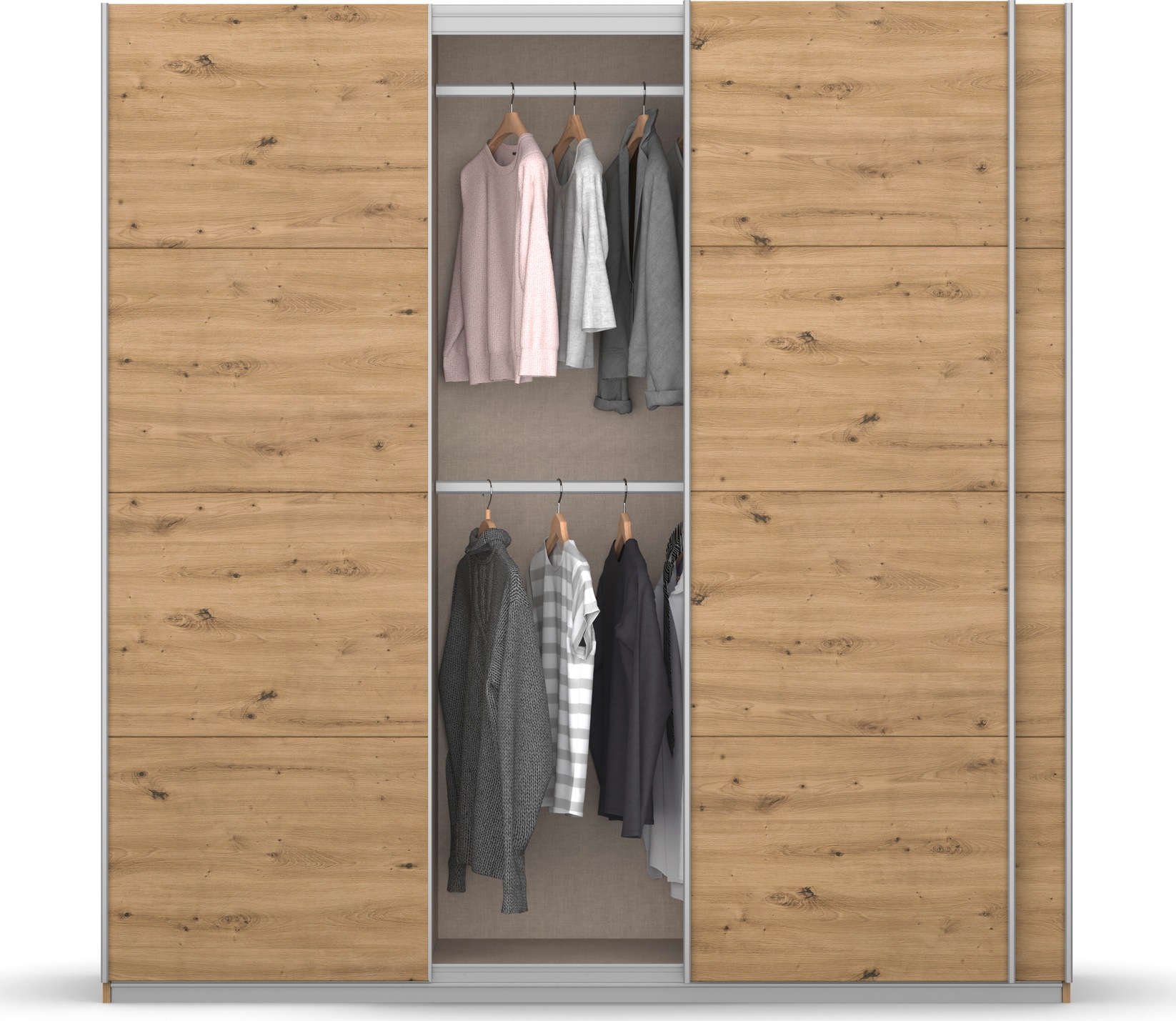 rauch Schwebetürenschrank »Kleiderschrank Schrank Garderobe KOLUNA mit Dekor-Front« Breiten 203/271/315/360 cm Höhen 210/229 cm,  inkl. 2 Innenschubladen sowie extra Einlegeböden MADE IN GERMANY