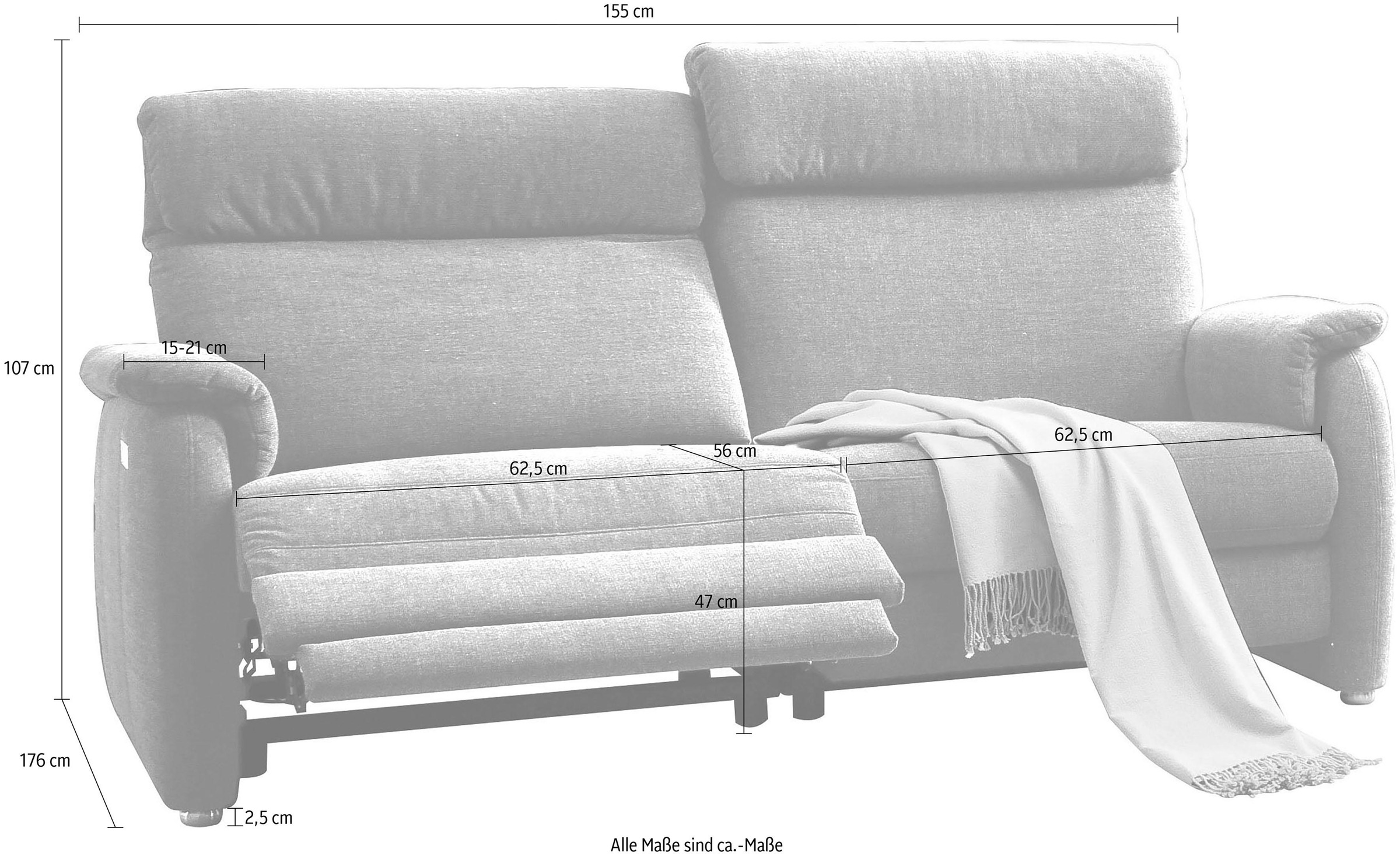 Home affaire 2-Sitzer »Turin« mit motorischer Relaxfunktion, auch in Leder