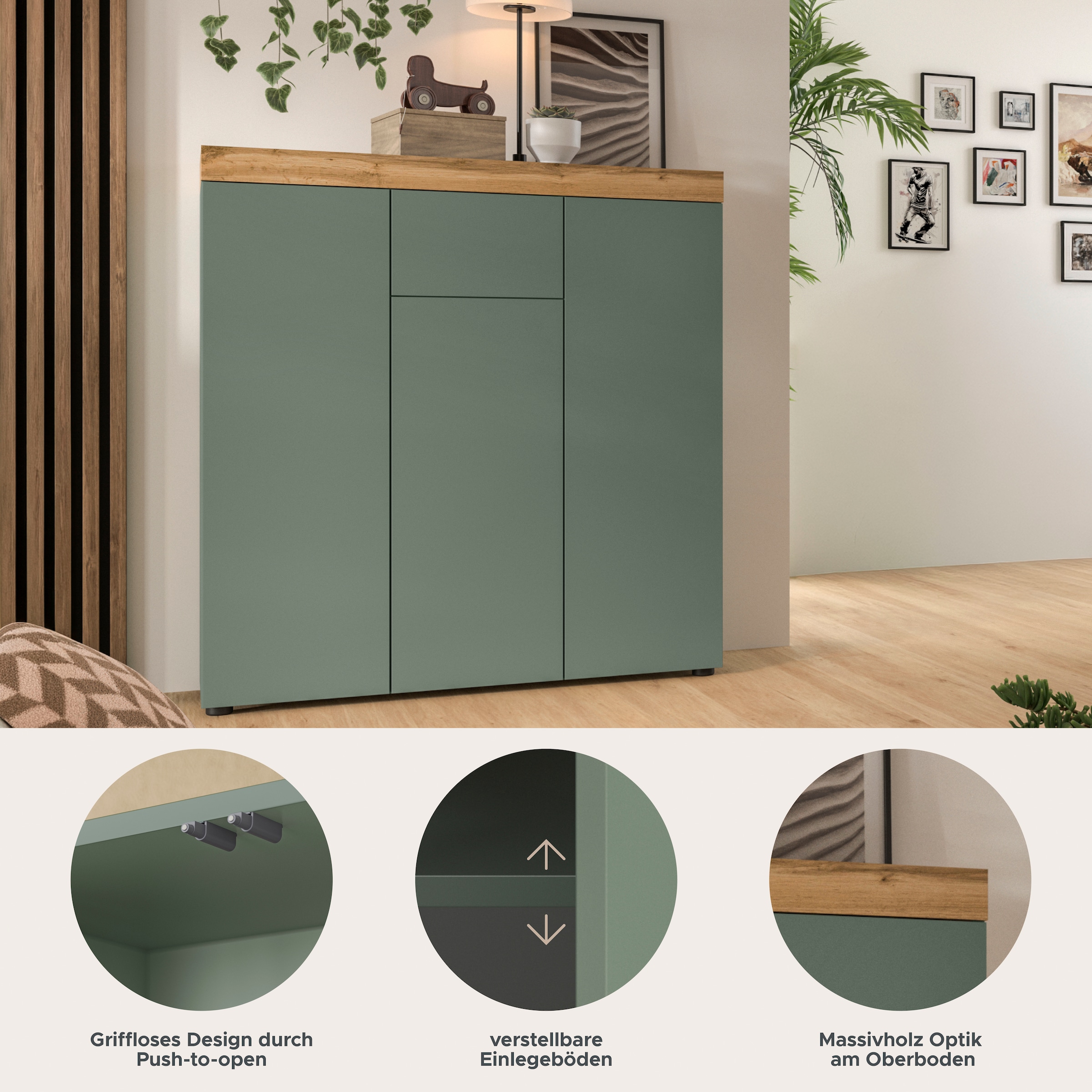 OTTO home Highboard »MAMBO, TOPSELLER!, Höhe 115 cm, in verschiedenen Farben erhältlich« 2 farbige Ausführung, in verschiedenen Farben erhältlich, 1 Stk. tlg. Kommode, Sideboard, Wohnzimmer, Schlafzimmer