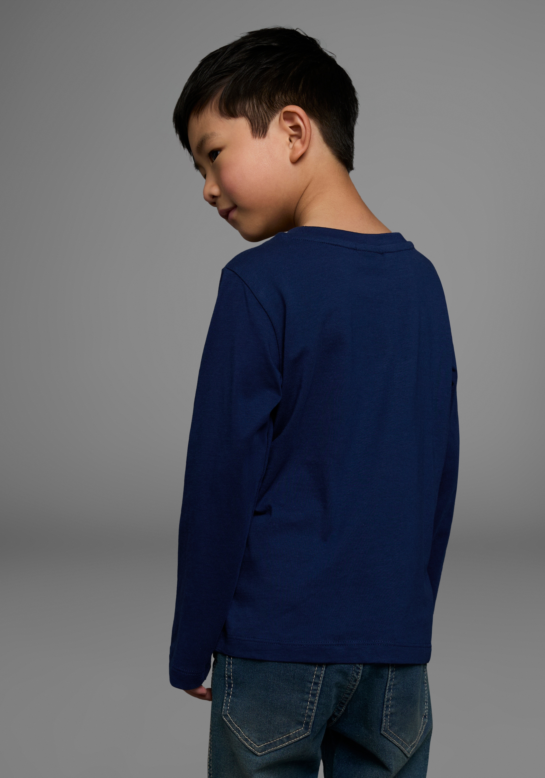 KIDSWORLD Langarmshirt »Rakete aus Wendepailletten«, langärmelige, Basic-Passform, aus Jerseystoff, aus Baumwolle
