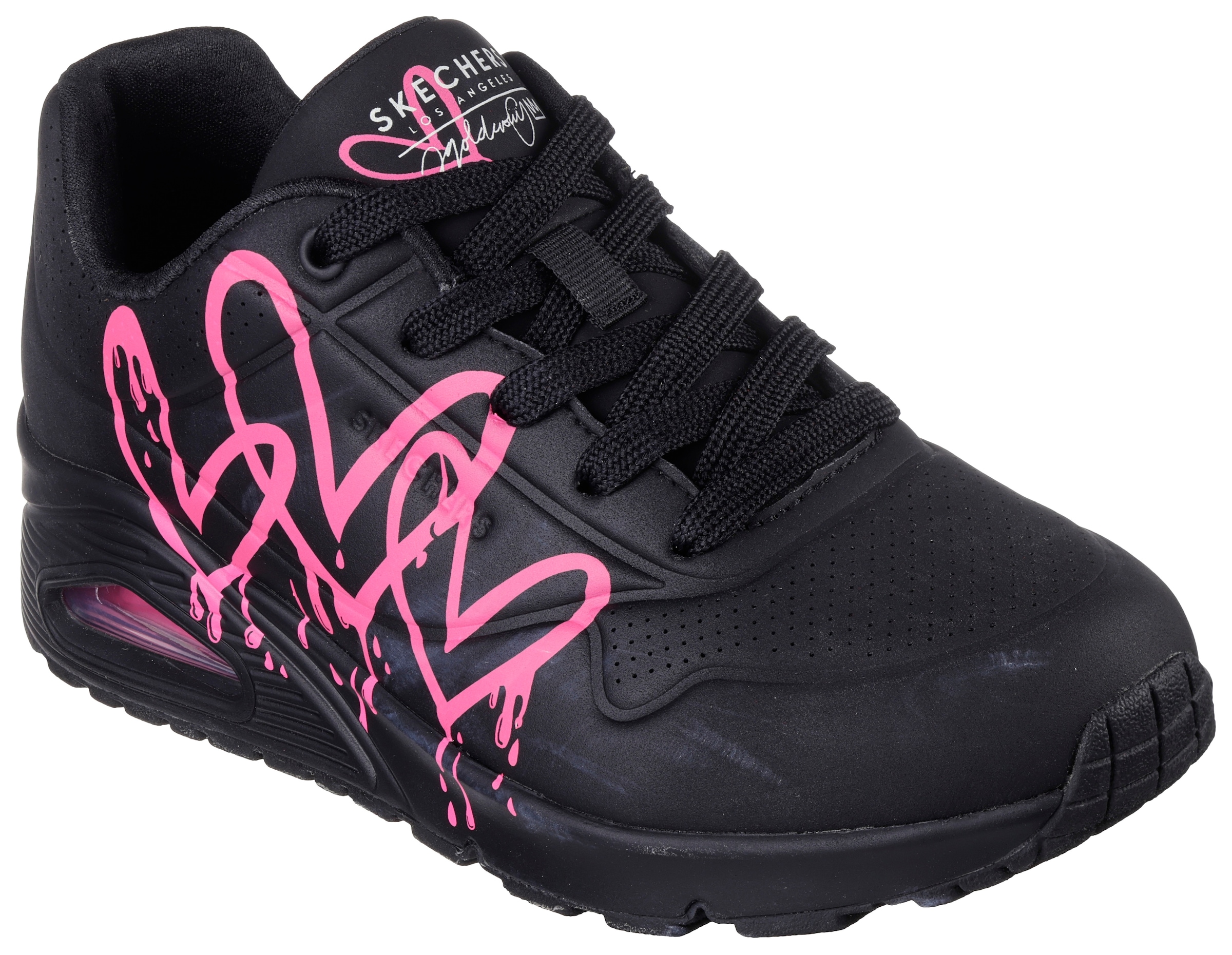 Skechers Sneaker »UNO DRIPPING IN LOVE«, mit Herzen-Graffity-Print, Freizeitschuh, Halbschuh, Schnürschuh