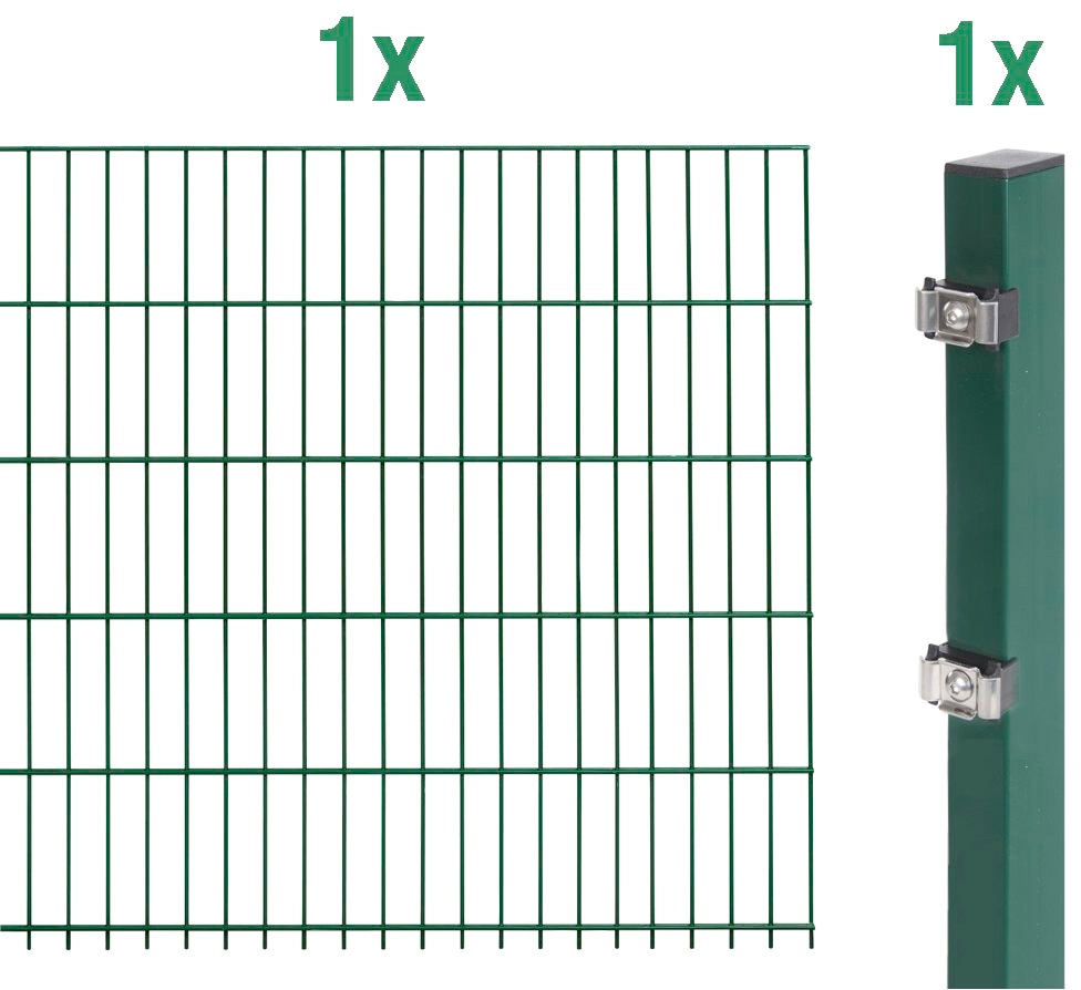 Alberts Doppelstabmattenzaun, (Set), Anbauset 160 cm hoch, 1 Matte 2 m, 1 Pfosten