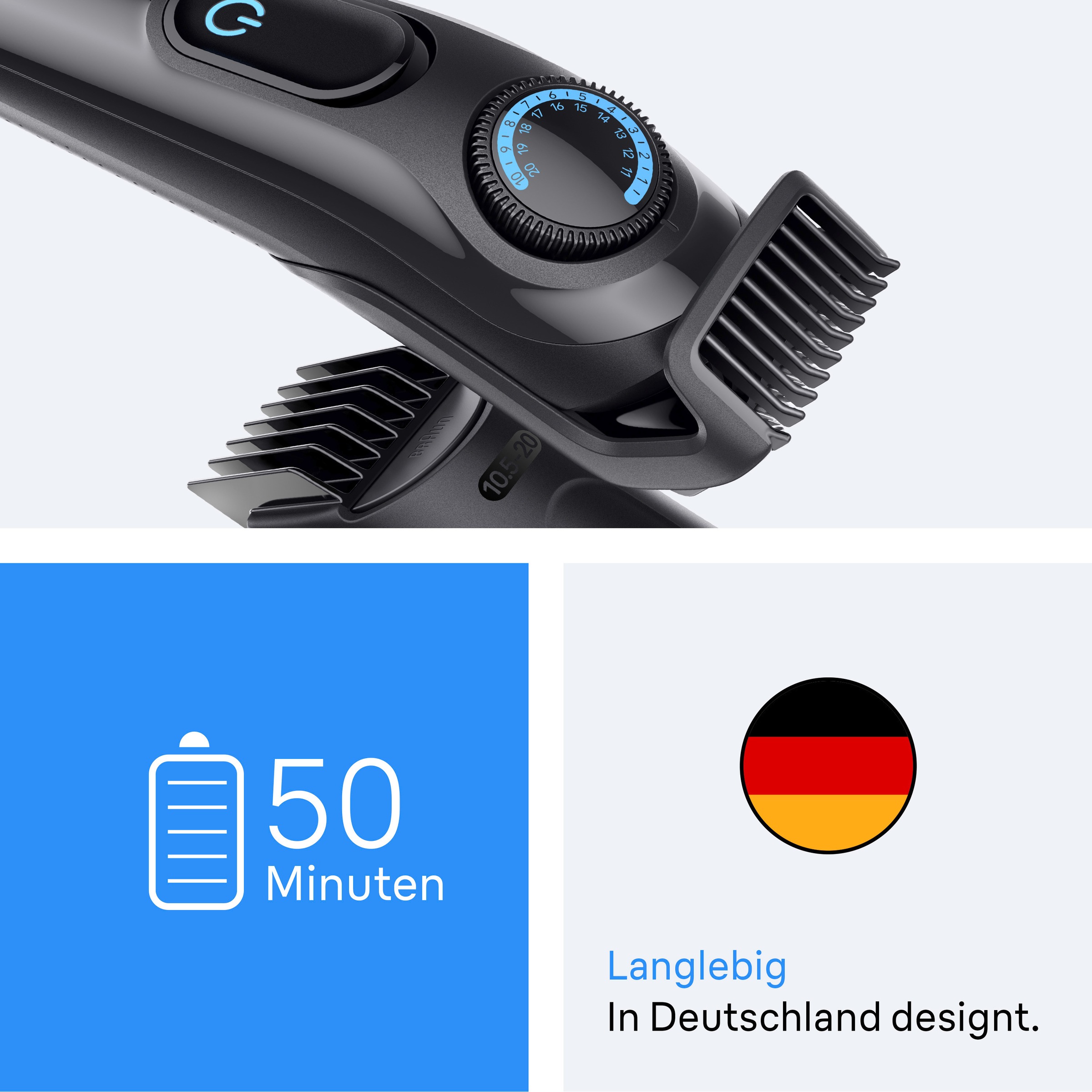 Braun Haarschneider »Barttrimmer Series 3 BT3520« ultrascharfe Klinge, 50 Min Akkulaufzeit, 40 Längeneinstellungen