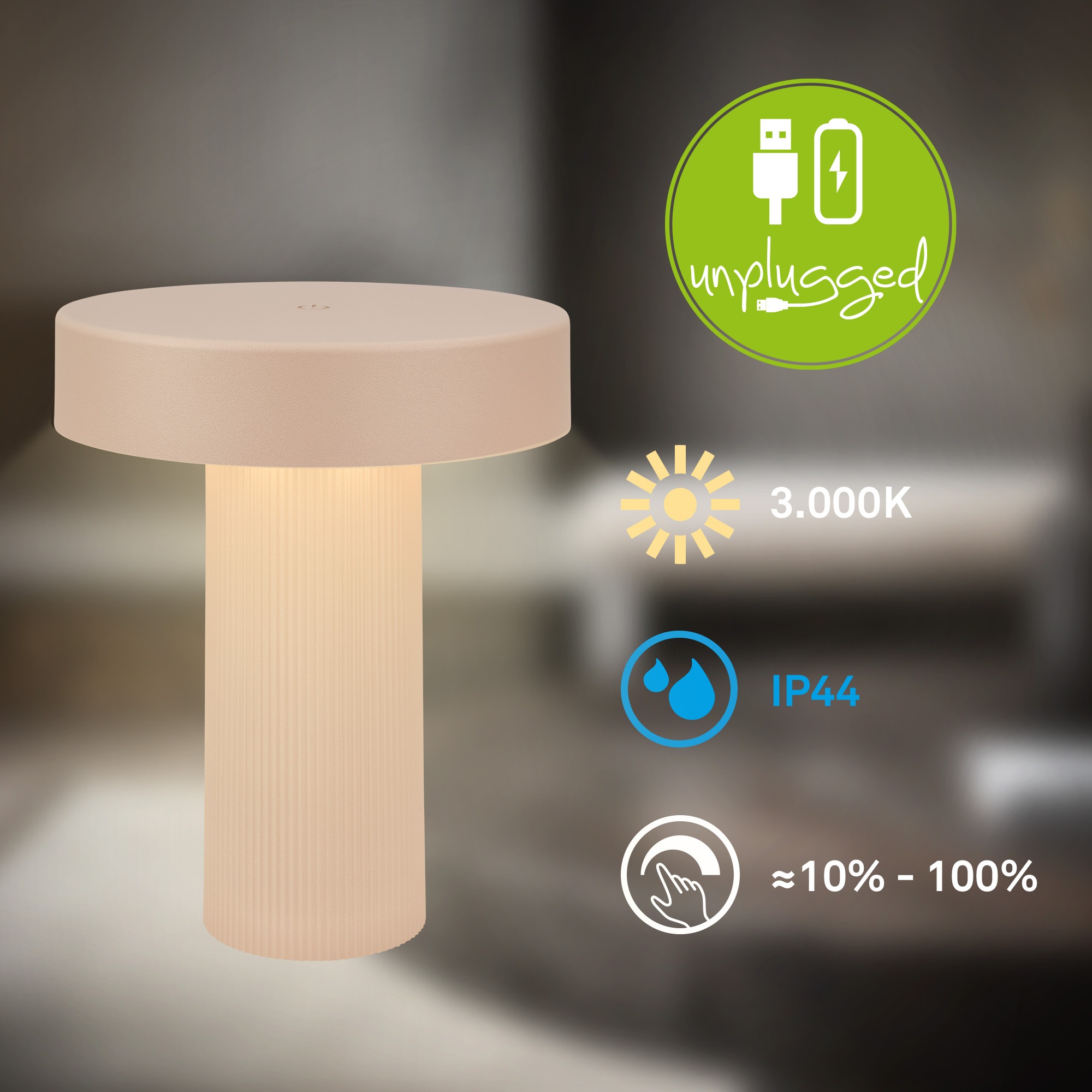 Briloner Leuchten LED Tischleuchte »BITO« LED-Board 1 Stk. Warmweiß 16x20 cm, Akku tauschbar, Indoor/Outdoor, Wohnzimmer, Balkon