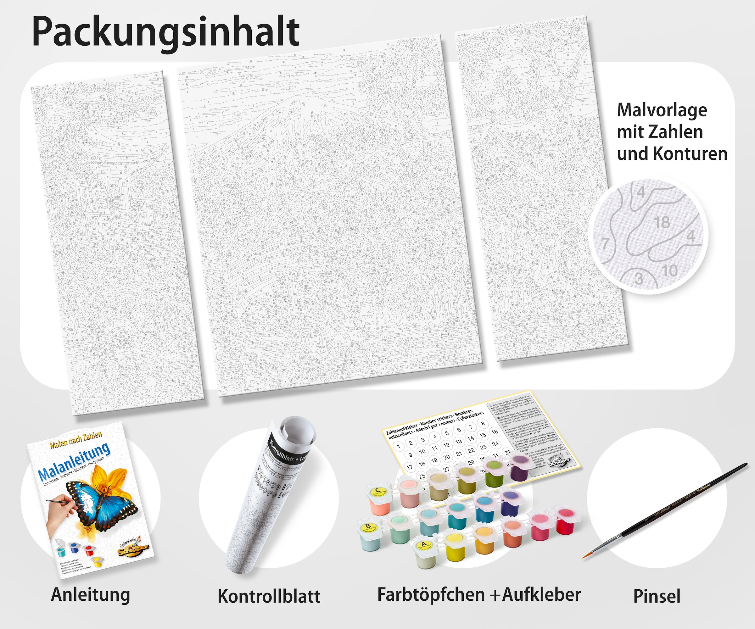 Schipper Malen nach Zahlen »Meisterklasse Triptychon - Segelschiff in der Südsee« Made in Germany