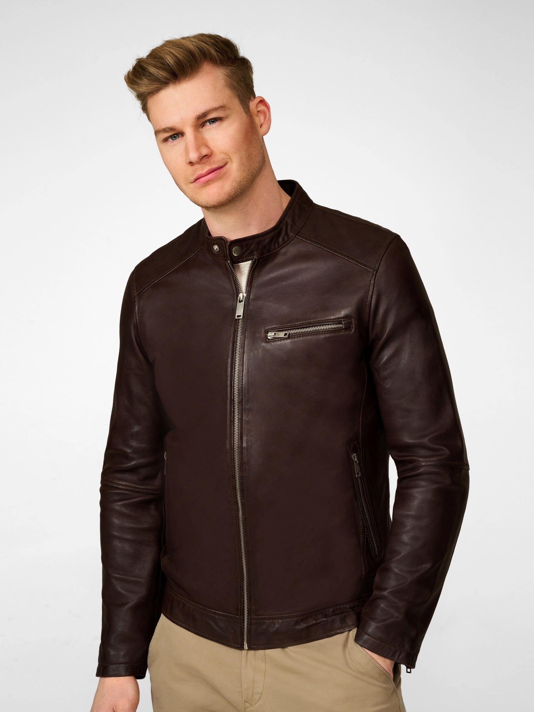 RICANO Lederjacke »Lederjacke Andre« ohne Kapuze Handgefertigt aus echtem Leder